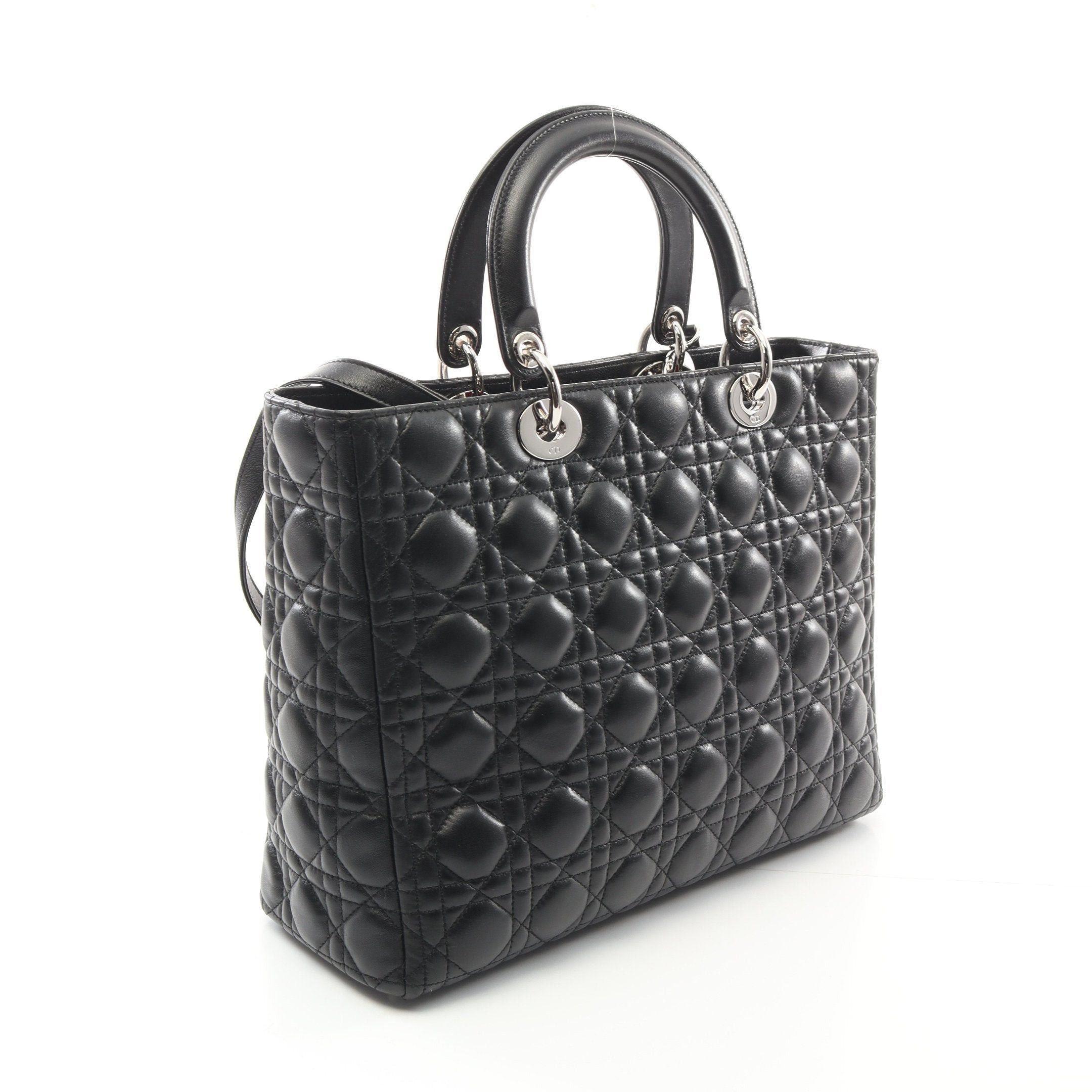 Dior Dior Lady Dior Canage Large Handbag Leather Black Size ONE SIZE - 2 Thumbnail