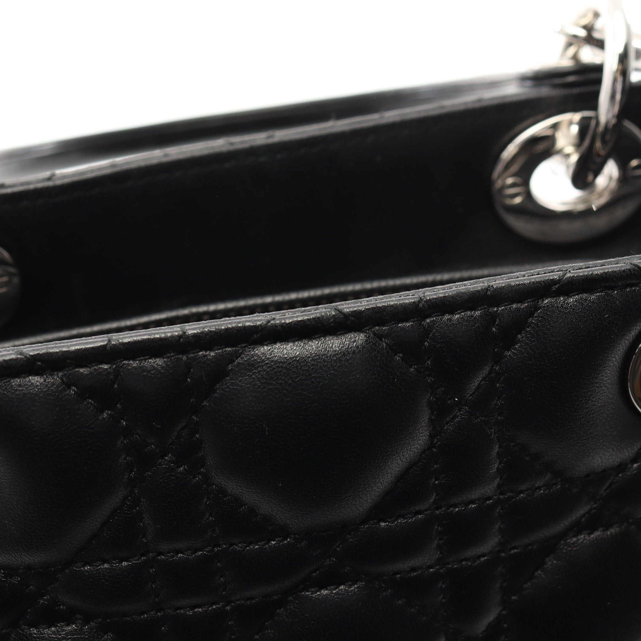 Dior Dior Lady Dior Canage Large Handbag Leather Black Size ONE SIZE - 7 Thumbnail