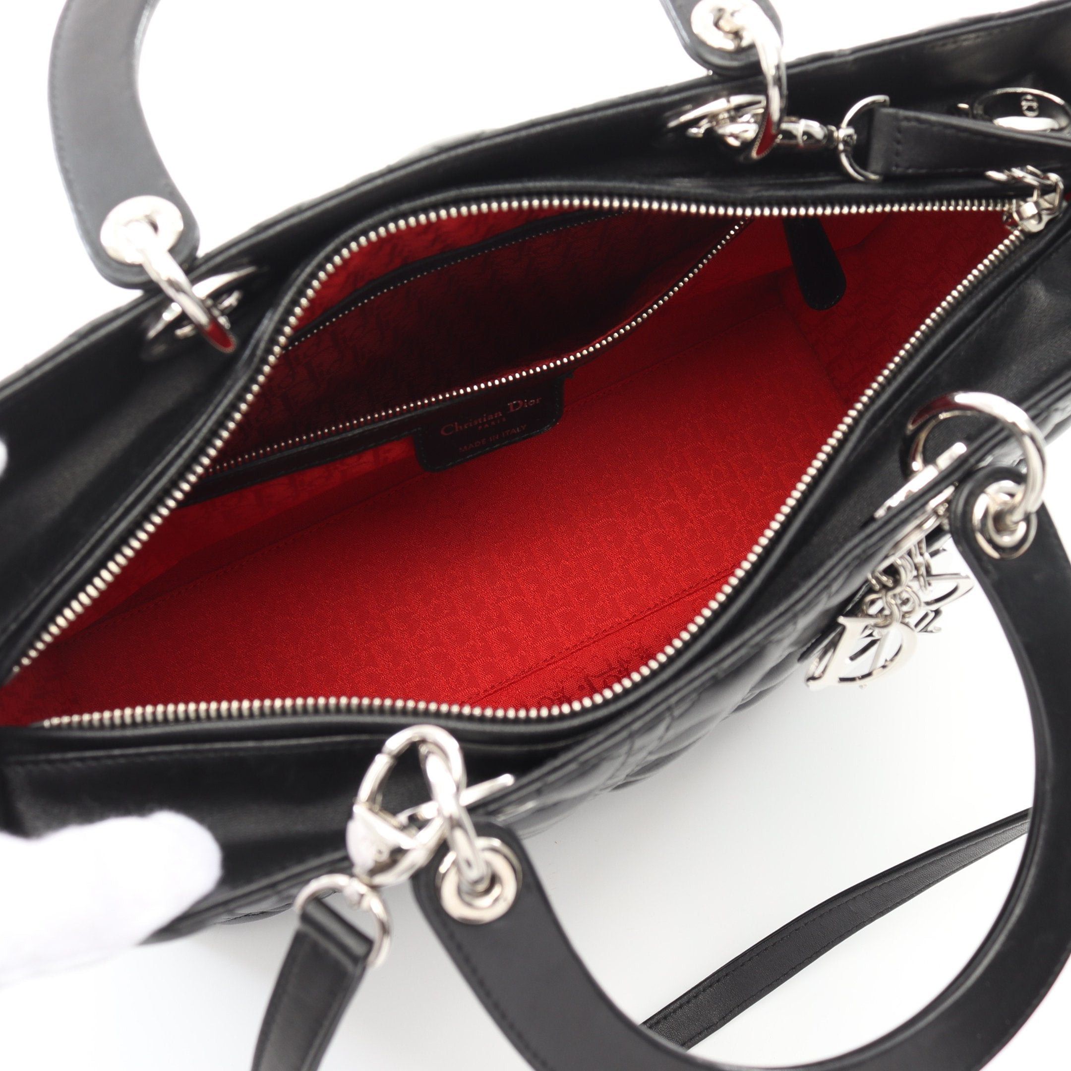 Dior Dior Lady Dior Canage Large Handbag Leather Black Size ONE SIZE - 3 Thumbnail