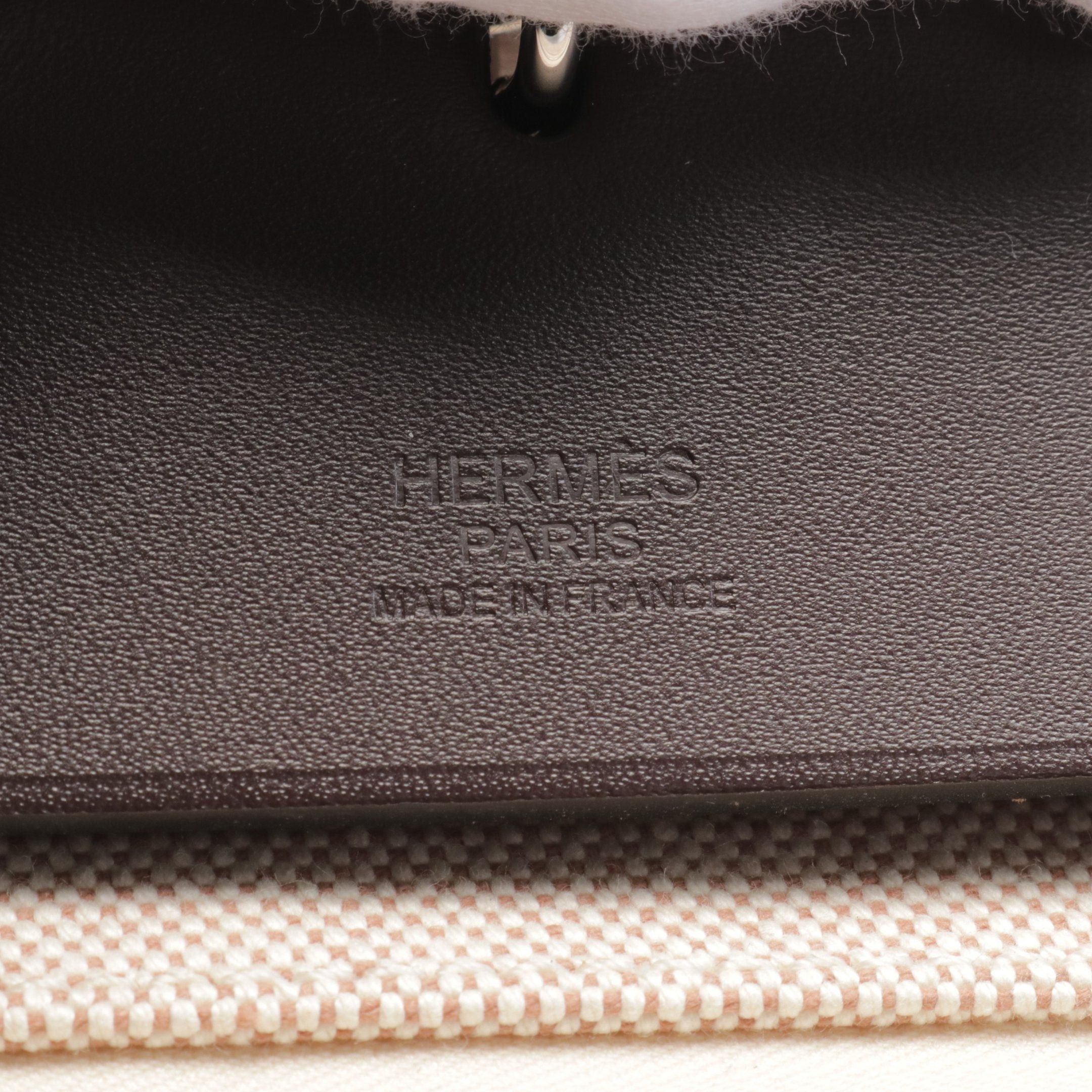 Hermes Hermes Herbag Zip 50 Le Tournet Cabin Handbag Toile Gm Leather Beige Dark Brown Silver Hardware U Stamp Size ONE SIZE - 4 Thumbnail