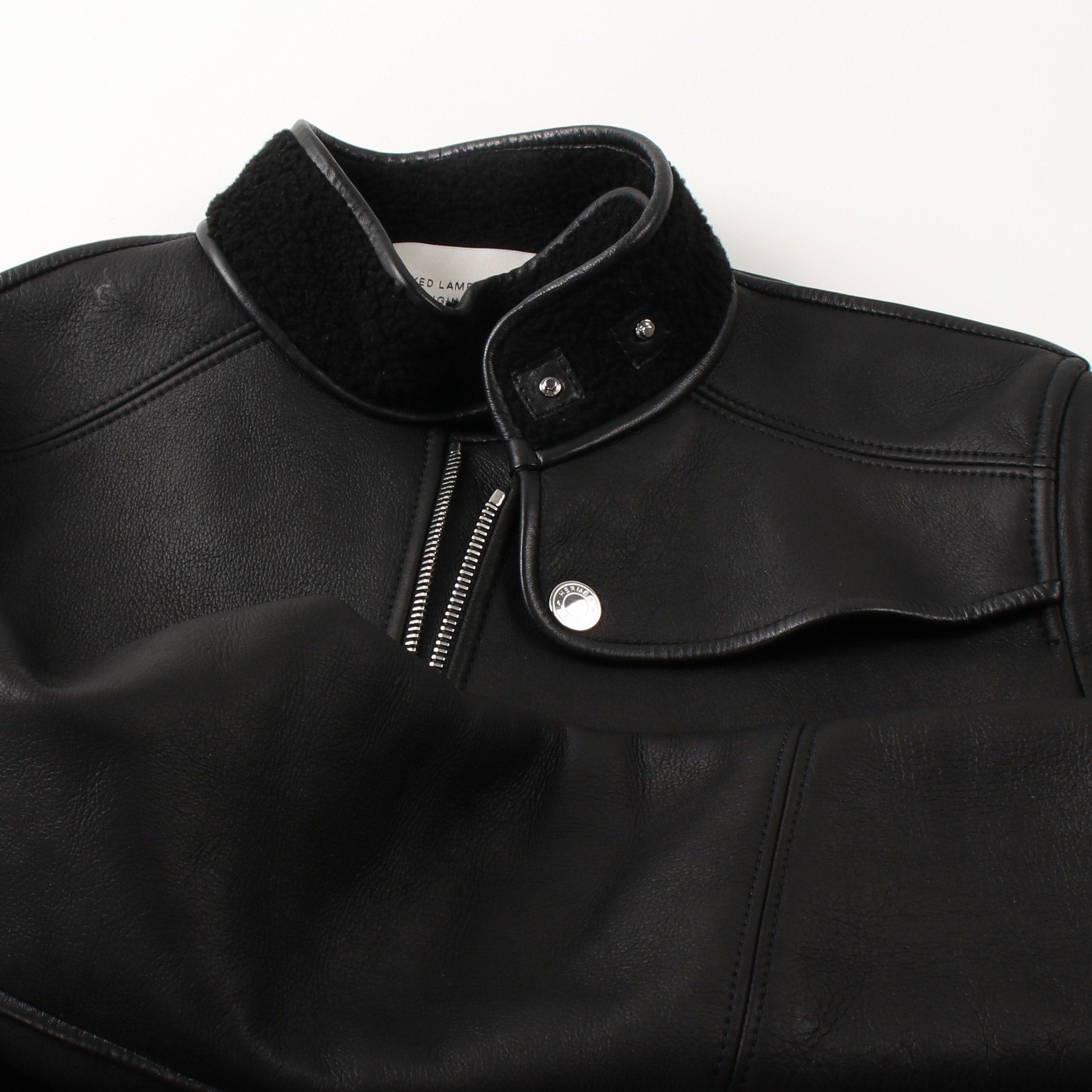 Hermes Hermes Shearling Jacket Leather Lambskin Black Size ONE SIZE - 8 Thumbnail