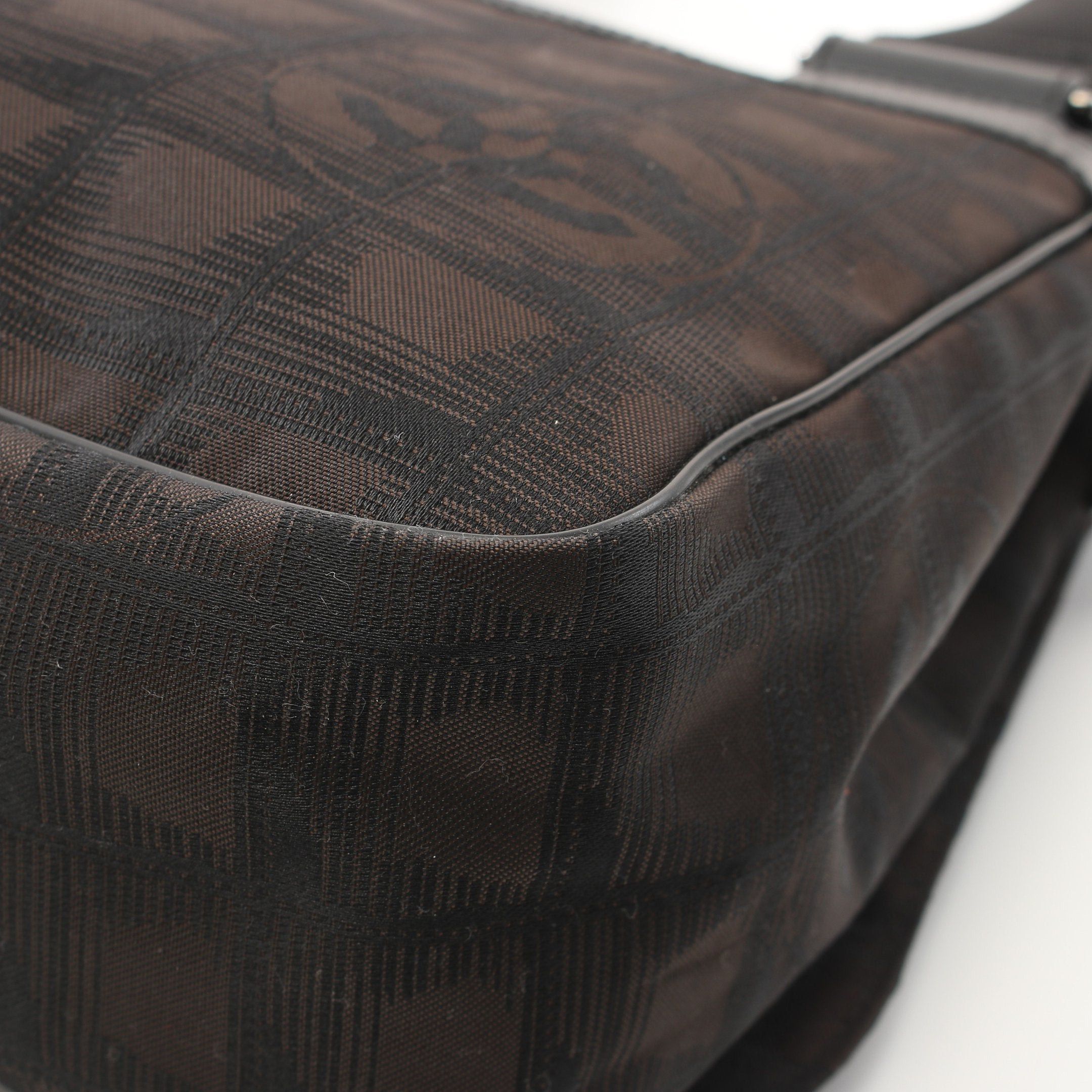 Chanel Chanel New Travel Line Shoulder Bag Nylon Canvas Dark Brown Black Silver Hardware Size ONE SIZE - 10 Thumbnail