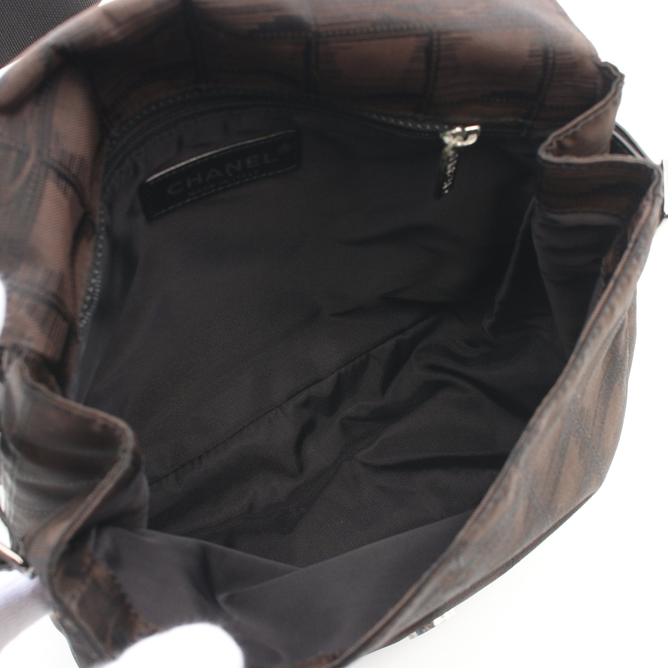 Chanel Chanel New Travel Line Shoulder Bag Nylon Canvas Dark Brown Black Silver Hardware Size ONE SIZE - 3 Thumbnail
