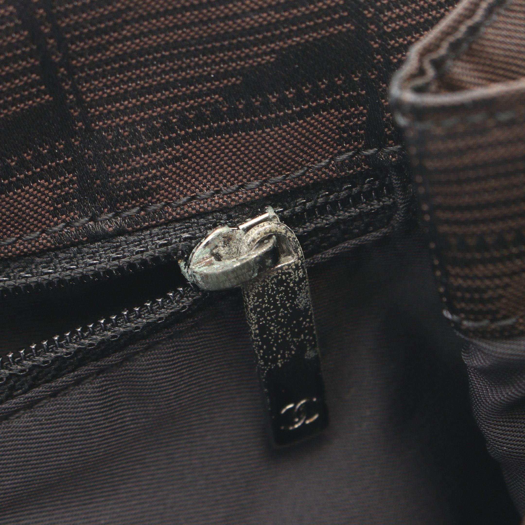 Chanel Chanel New Travel Line Shoulder Bag Nylon Canvas Dark Brown Black Silver Hardware Size ONE SIZE - 6 Thumbnail