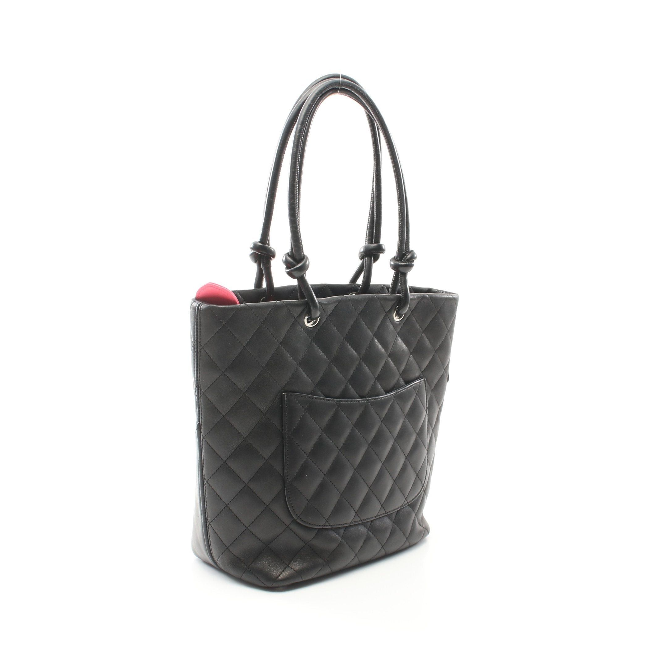 Chanel Chanel Cambon Line Medium Handbag Tote Bag Leather Black Silver Hardware Size ONE SIZE - 2 Thumbnail