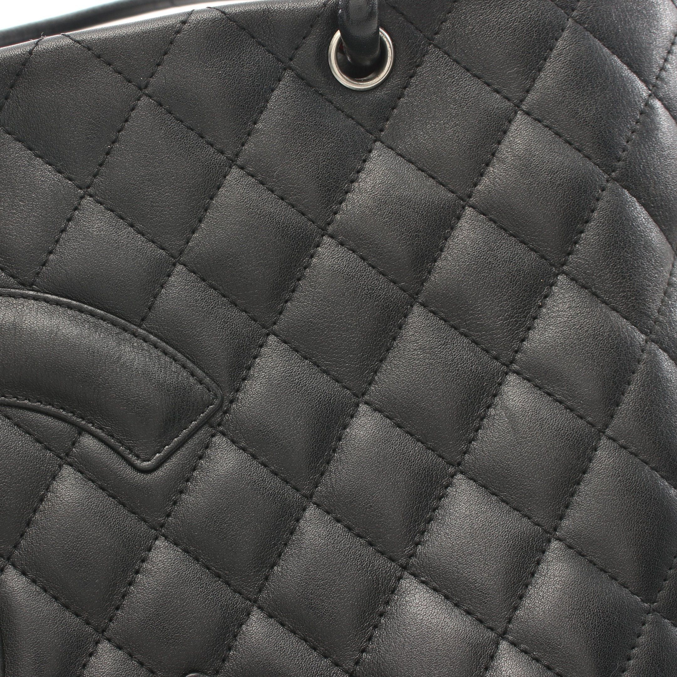 Chanel Chanel Cambon Line Medium Handbag Tote Bag Leather Black Silver Hardware Size ONE SIZE - 11 Thumbnail