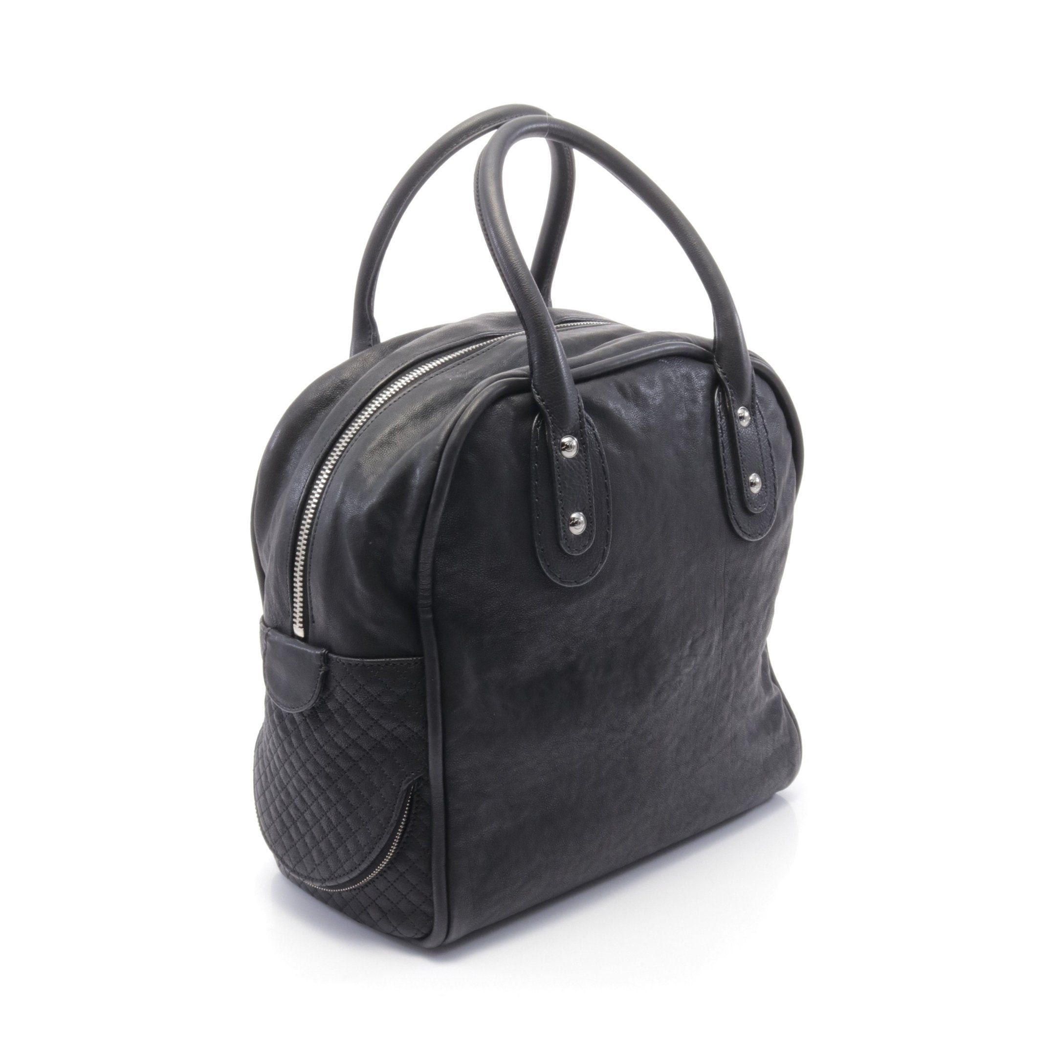 Chanel Chanel Coco Mark Bowling Bag Handbag Leather Black Silver Hardware Size ONE SIZE - 2 Thumbnail