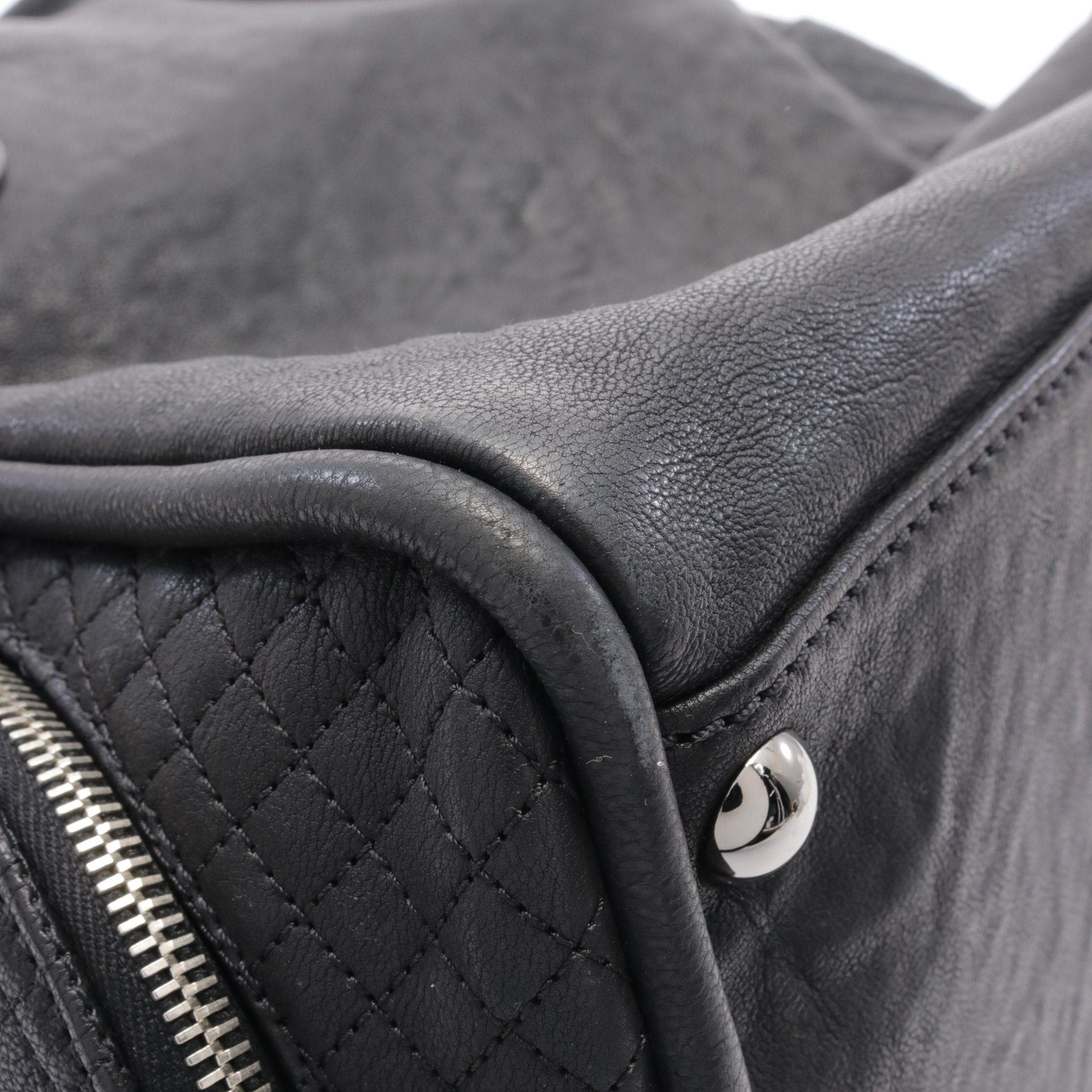 Chanel Chanel Coco Mark Bowling Bag Handbag Leather Black Silver Hardware Size ONE SIZE - 8 Thumbnail
