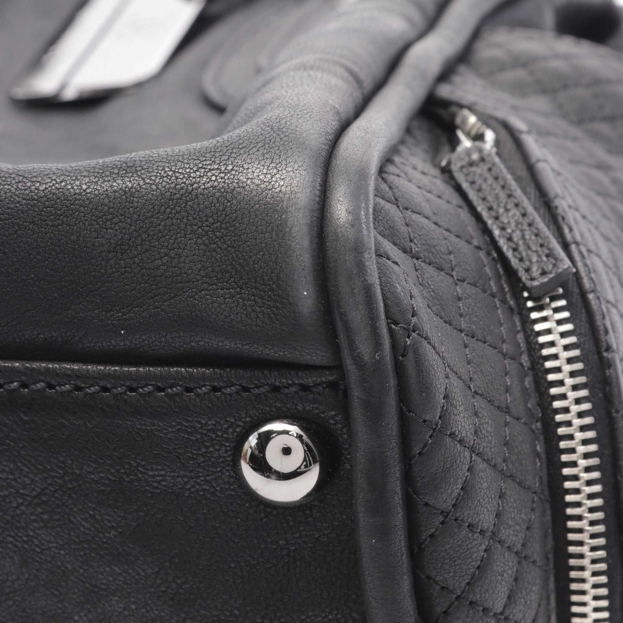 Chanel Chanel Coco Mark Bowling Bag Handbag Leather Black Silver Hardware Size ONE SIZE - 6 Thumbnail