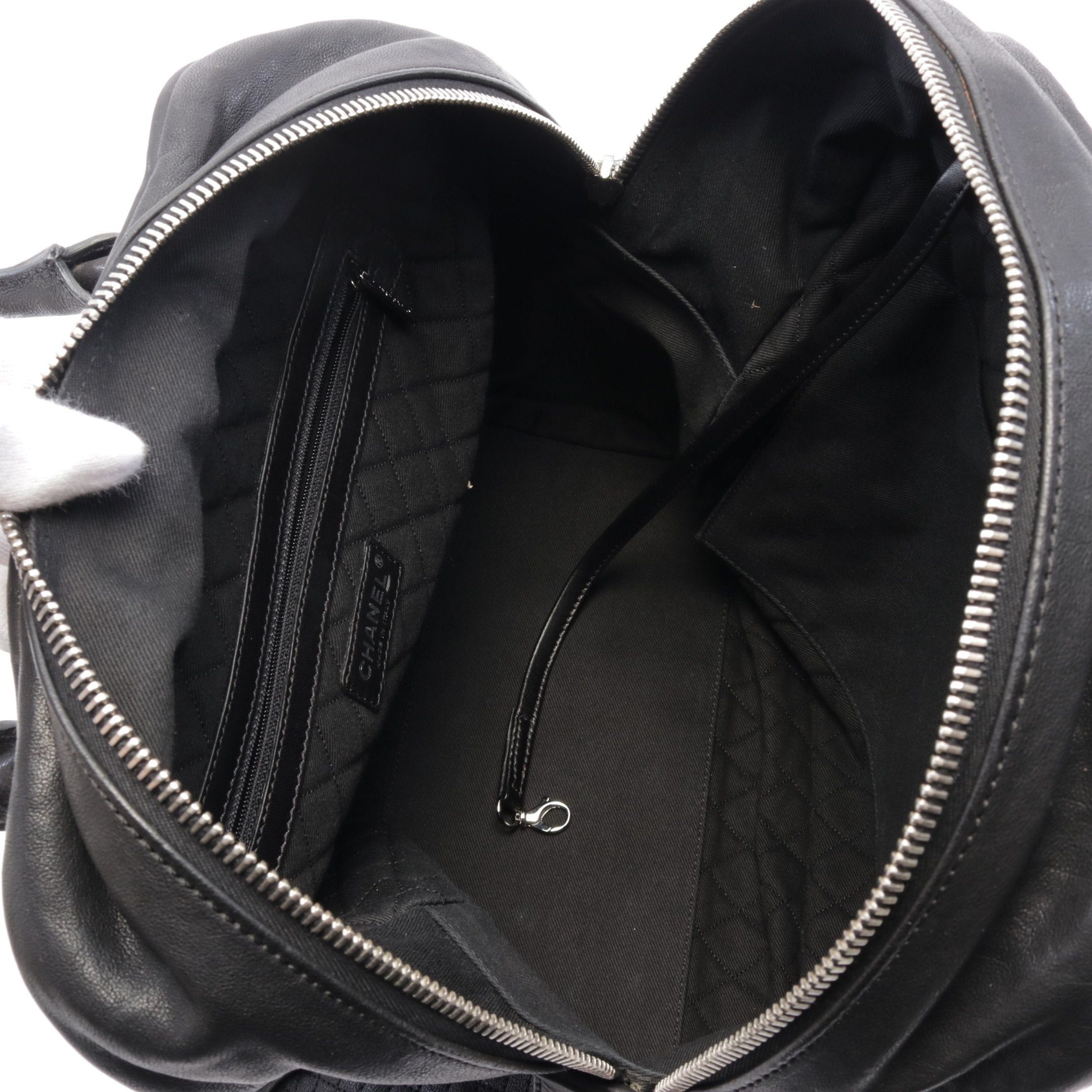 Chanel Chanel Coco Mark Bowling Bag Handbag Leather Black Silver Hardware Size ONE SIZE - 3 Thumbnail