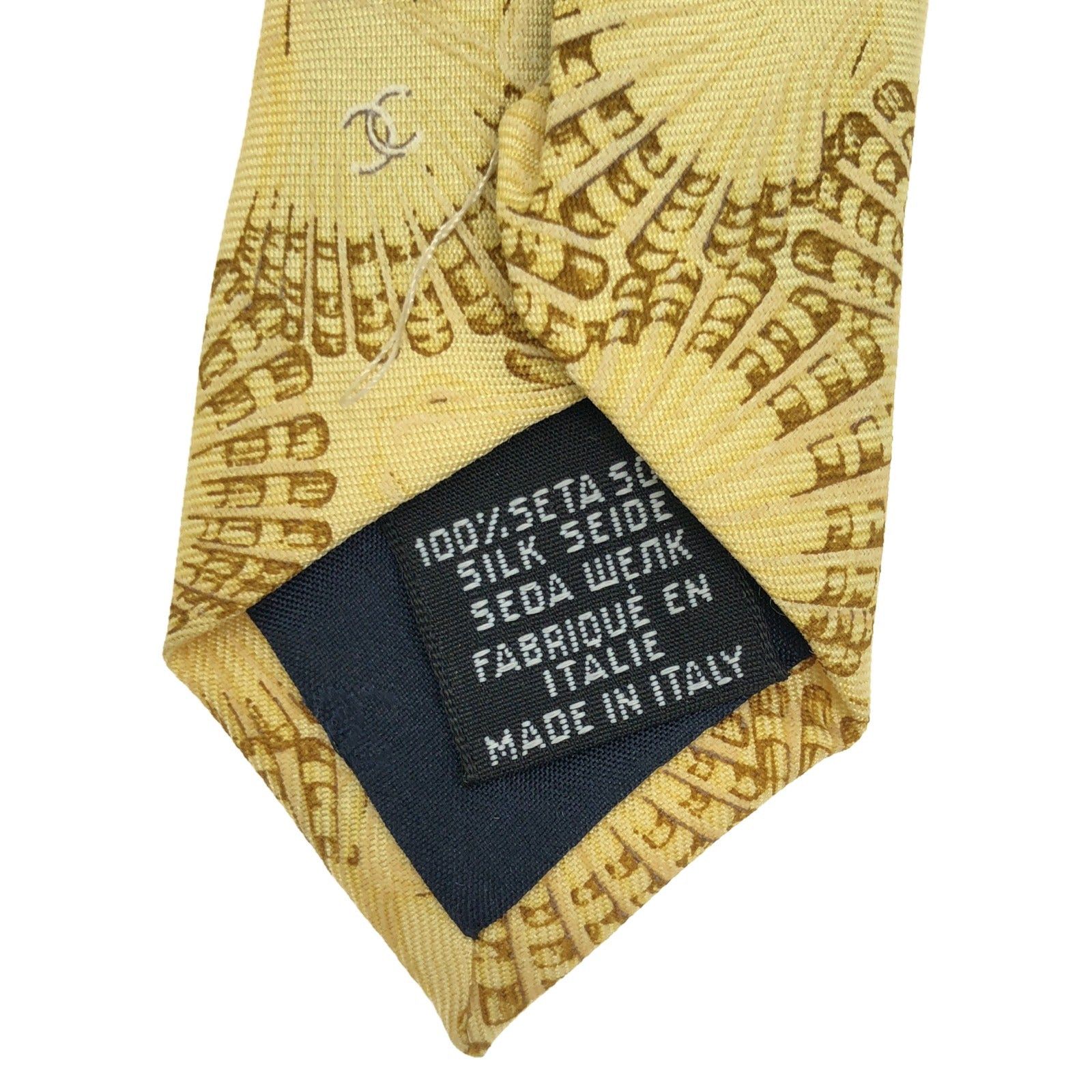 Chanel Chanel Tie Silk Yellow Size ONE SIZE - 6 Thumbnail