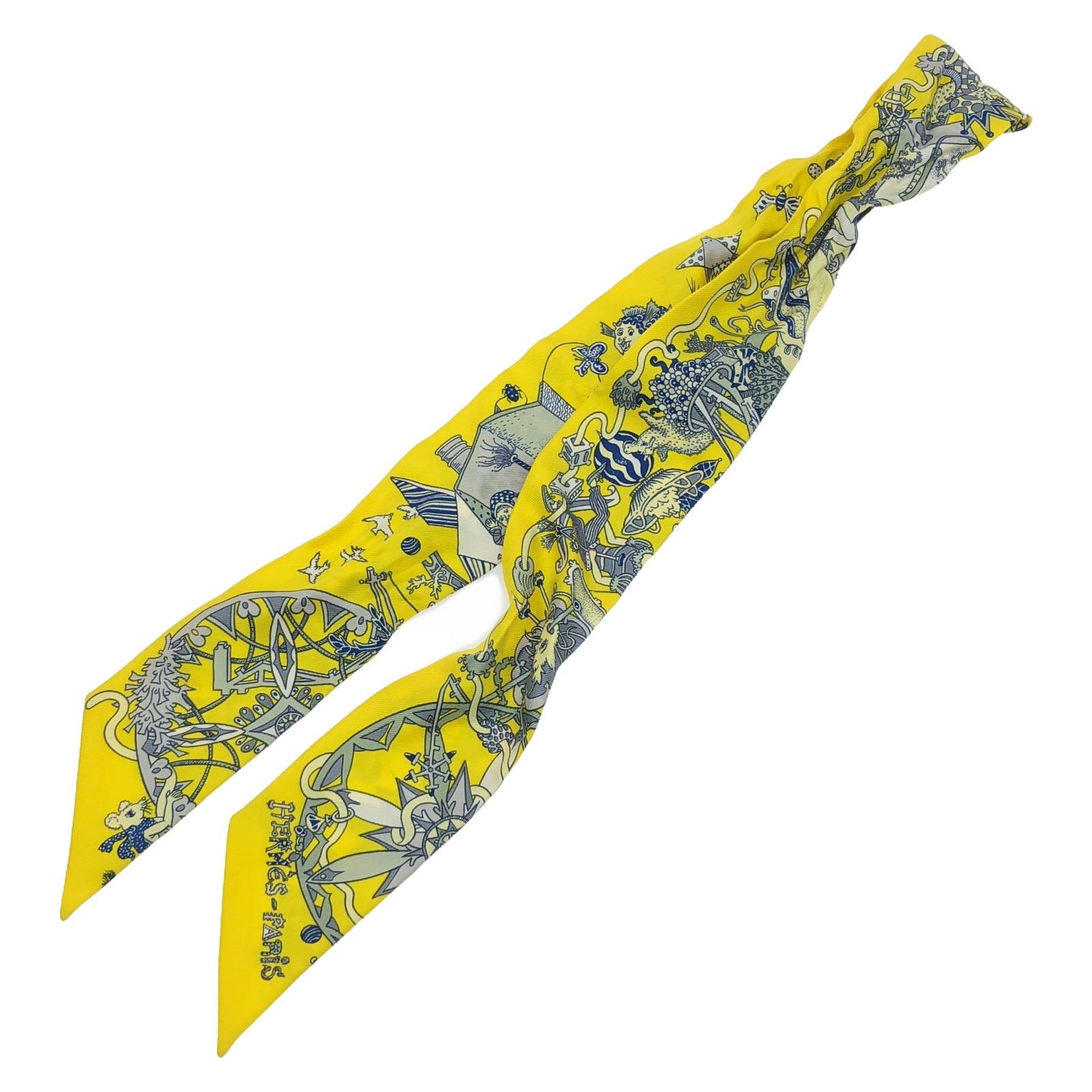 Hermes Hermes Twilly Scarf Silk Yellow Size ONE SIZE - 2 Thumbnail