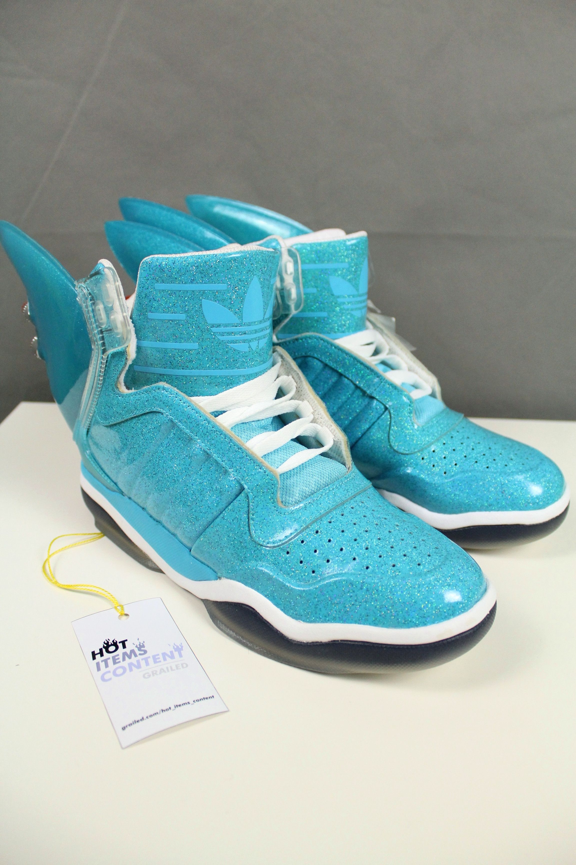 Adidas  Jeremy Scott Rare Adidas x Jeremy Scott Shark Fin Blue Sneakers  2015 Size US8 UK8 FR42 JP265 CHN260 | Grailed