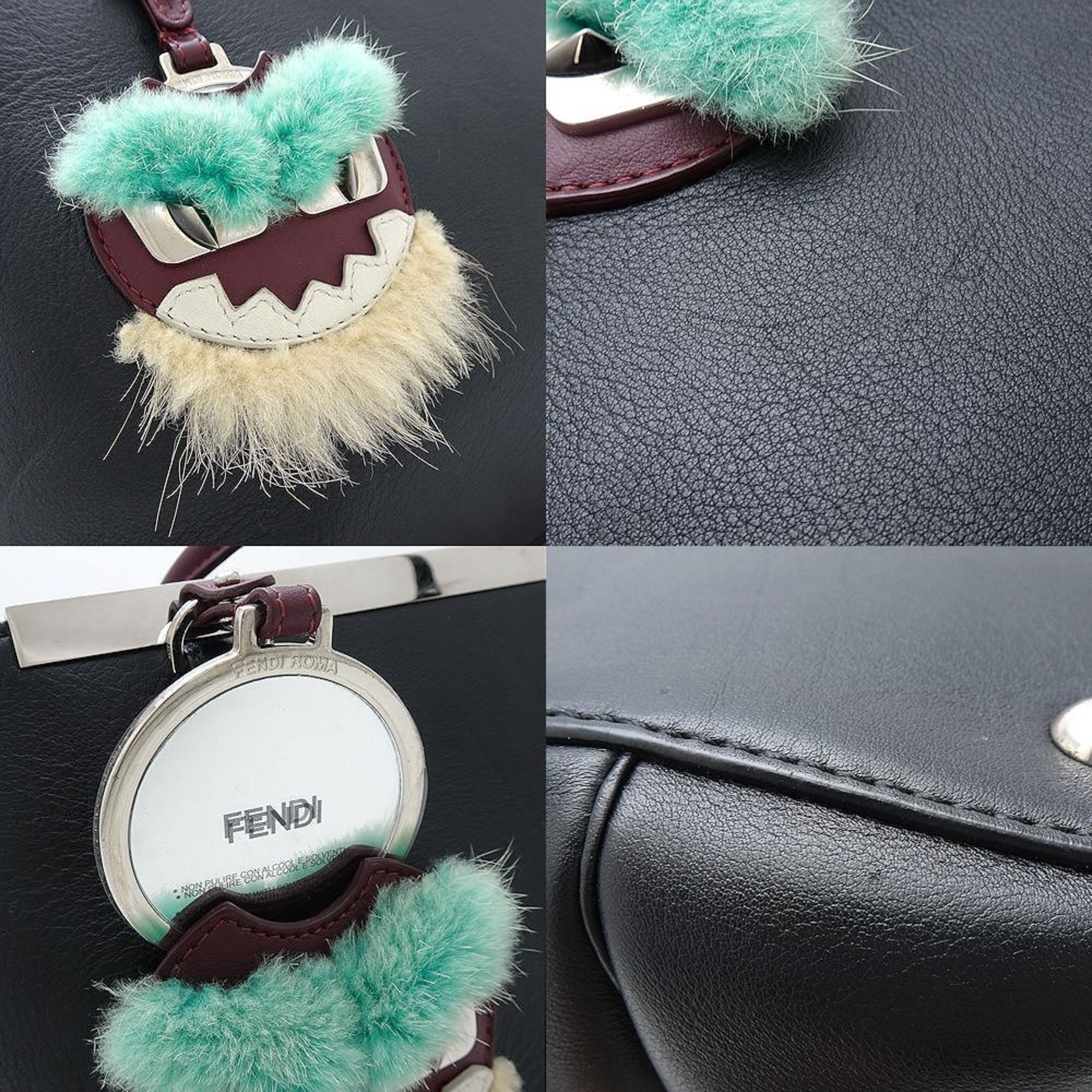Fendi FENDI Petit Toujour 8BH253 Handbag Monster Leather Black 352157 Size ONE SIZE - 3 Thumbnail