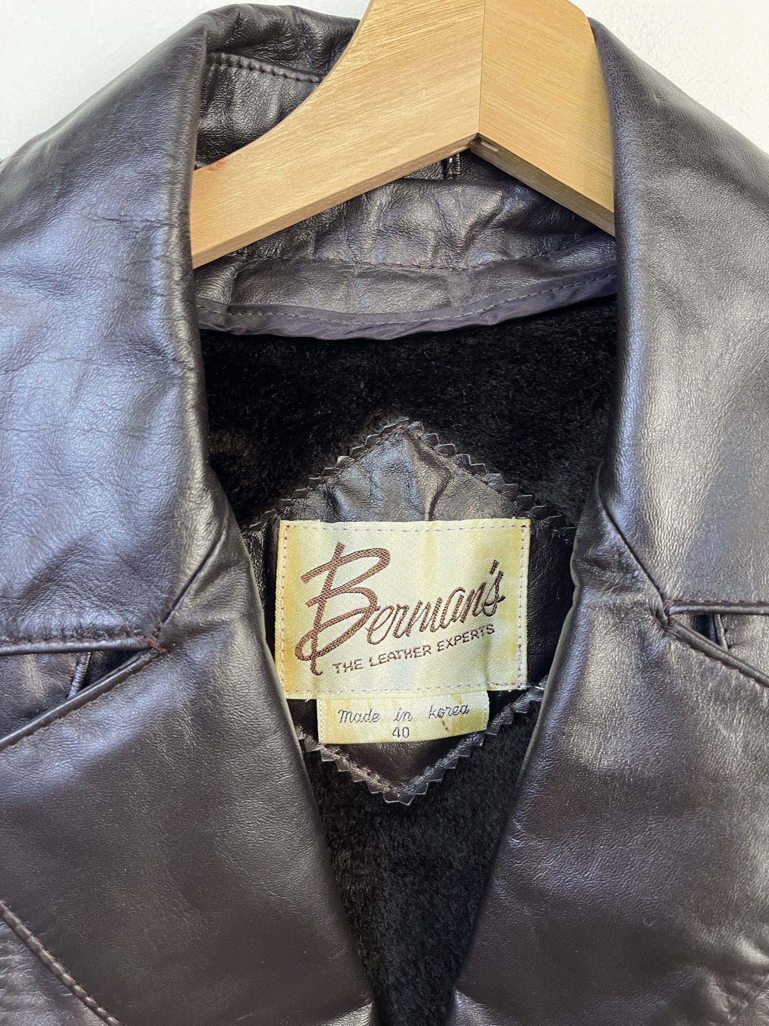 Leather Vintage Leather Jacket Berman's Brown Purple Fur Lined Leather Coat Size M (40) Size US M / EU 48-50 / 2 - 2 Thumbnail