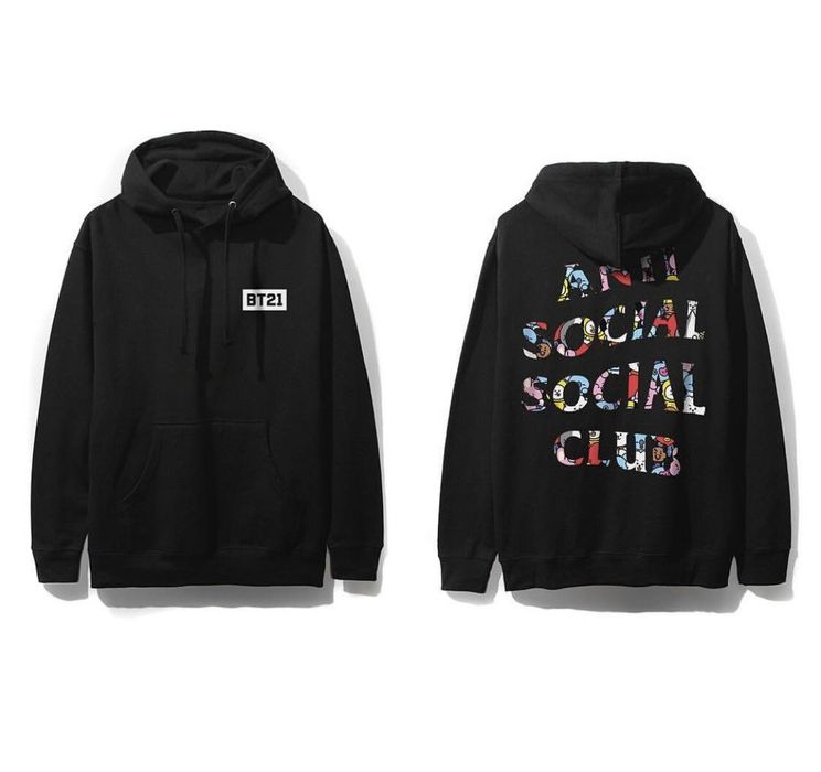 Anti Social Social Club ASSC x BT21- Blended Hoodie Black | Grailed