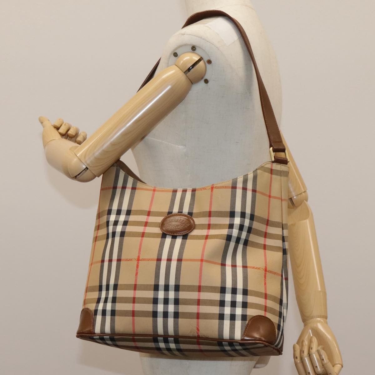 Burberry Nova Check Beige Canvas Shoulder Bag (Pre-Owned) Size ONE SIZE - 14 Thumbnail