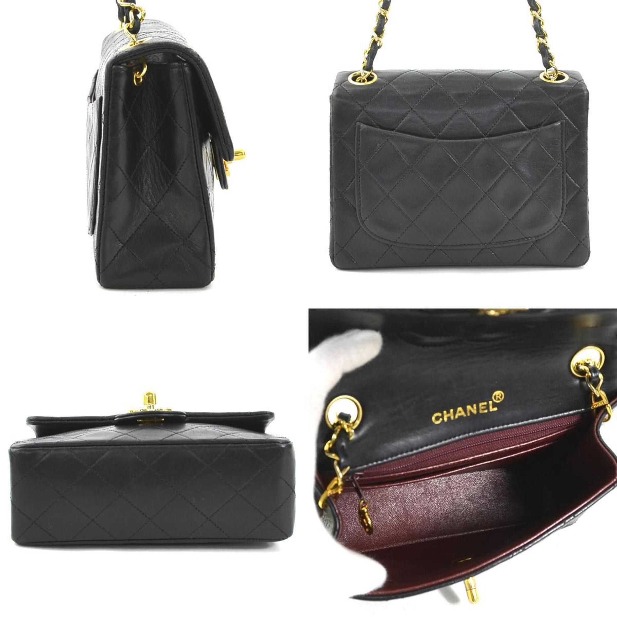 Chanel CHANEL Shoulder Bag Lambskin Black Gold Women's 90028g Size ONE SIZE - 2 Thumbnail