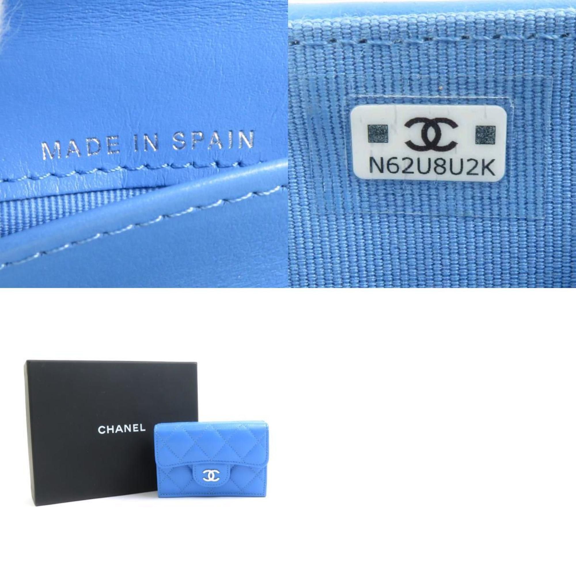 Chanel CHANEL Tri-fold Wallet Caviar Skin Leather Blue Women's 90029g Size ONE SIZE - 5 Thumbnail
