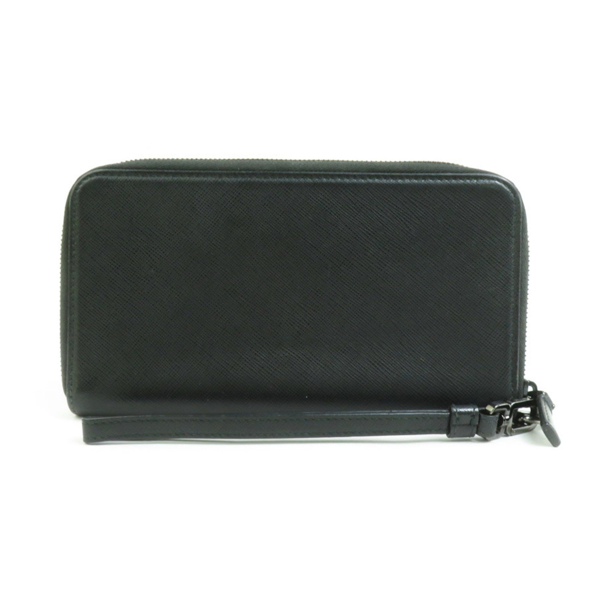 Prada PRADA Organizer Long Wallet Leather Black Men's e60039a Size ONE SIZE - 2 Thumbnail