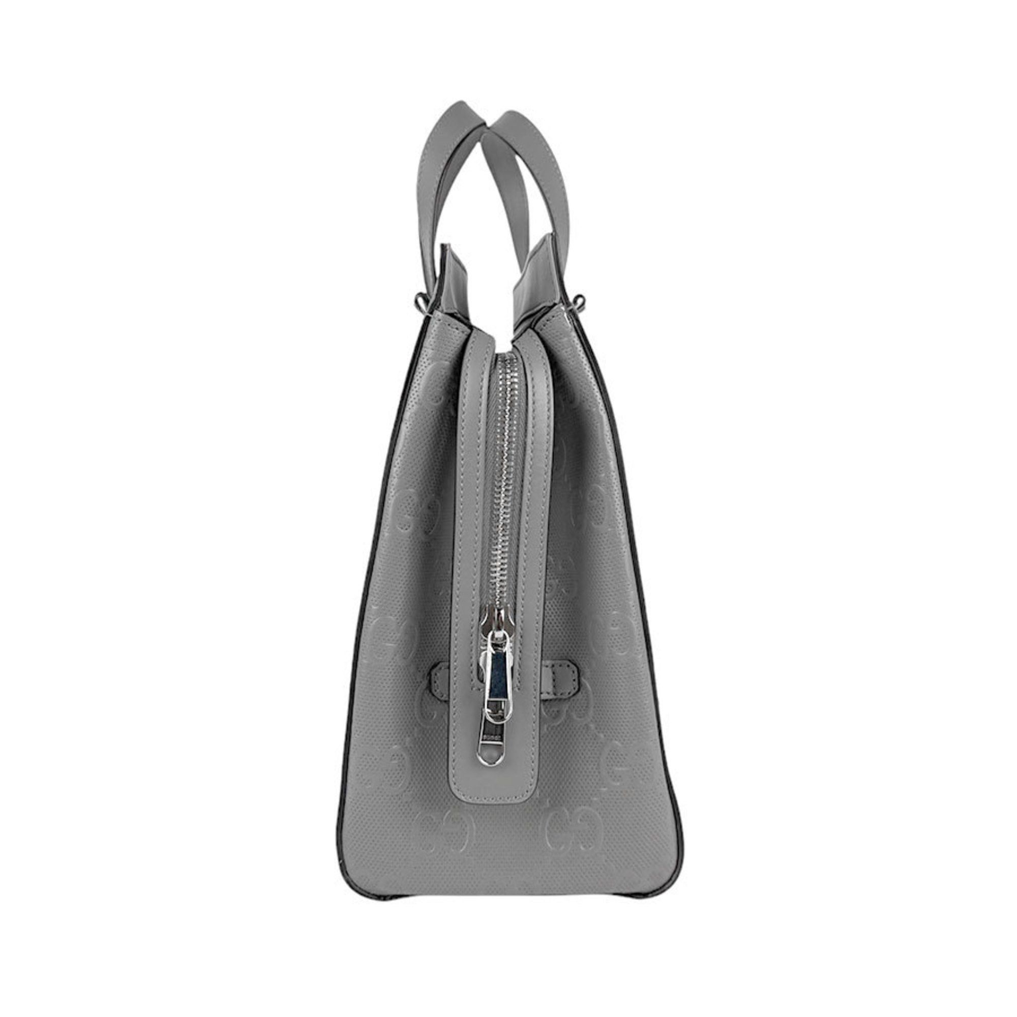 Gucci GUCCI Handbag GG embossed leather grey silver men's 625774 z3763 Size ONE SIZE - 2 Thumbnail