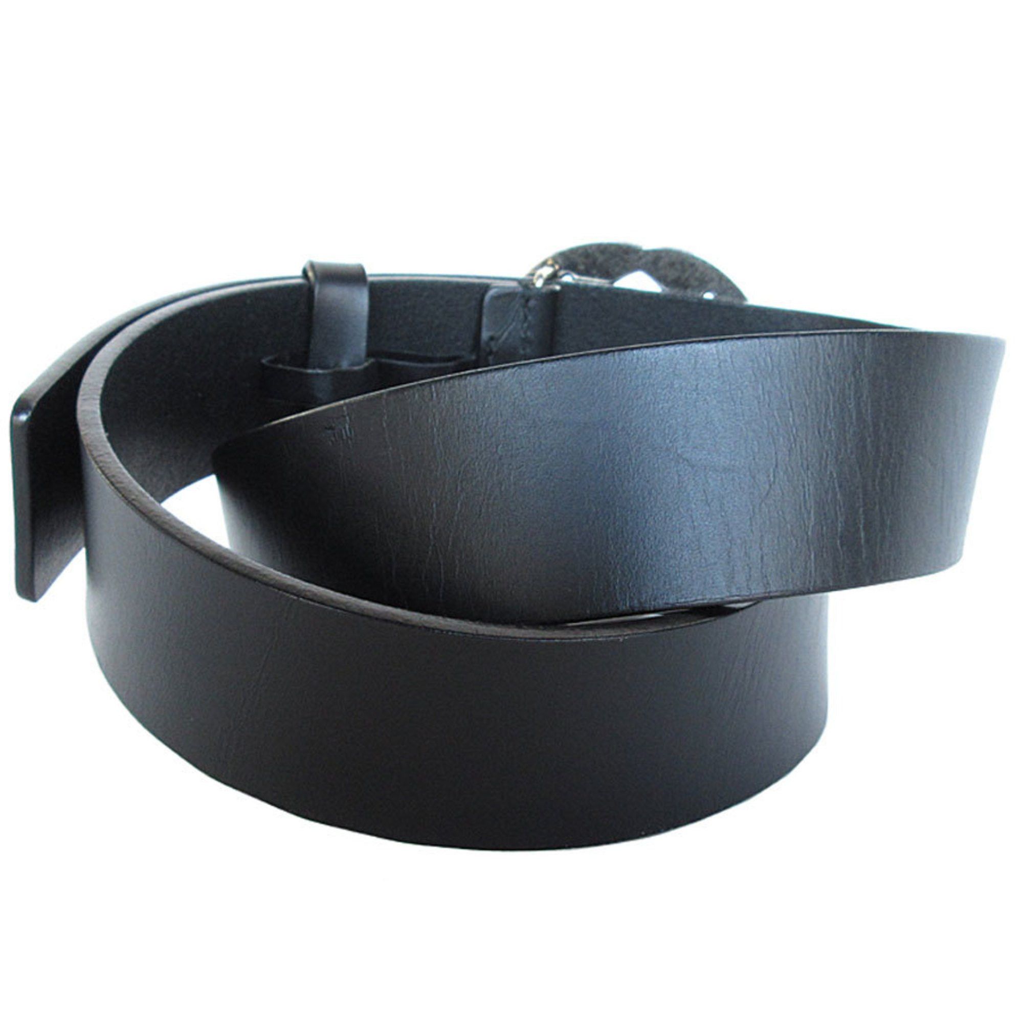 Gucci GUCCI Belt Interlocking G Leather Metal Black Silver Men's s0525a Size ONE SIZE - 2 Thumbnail