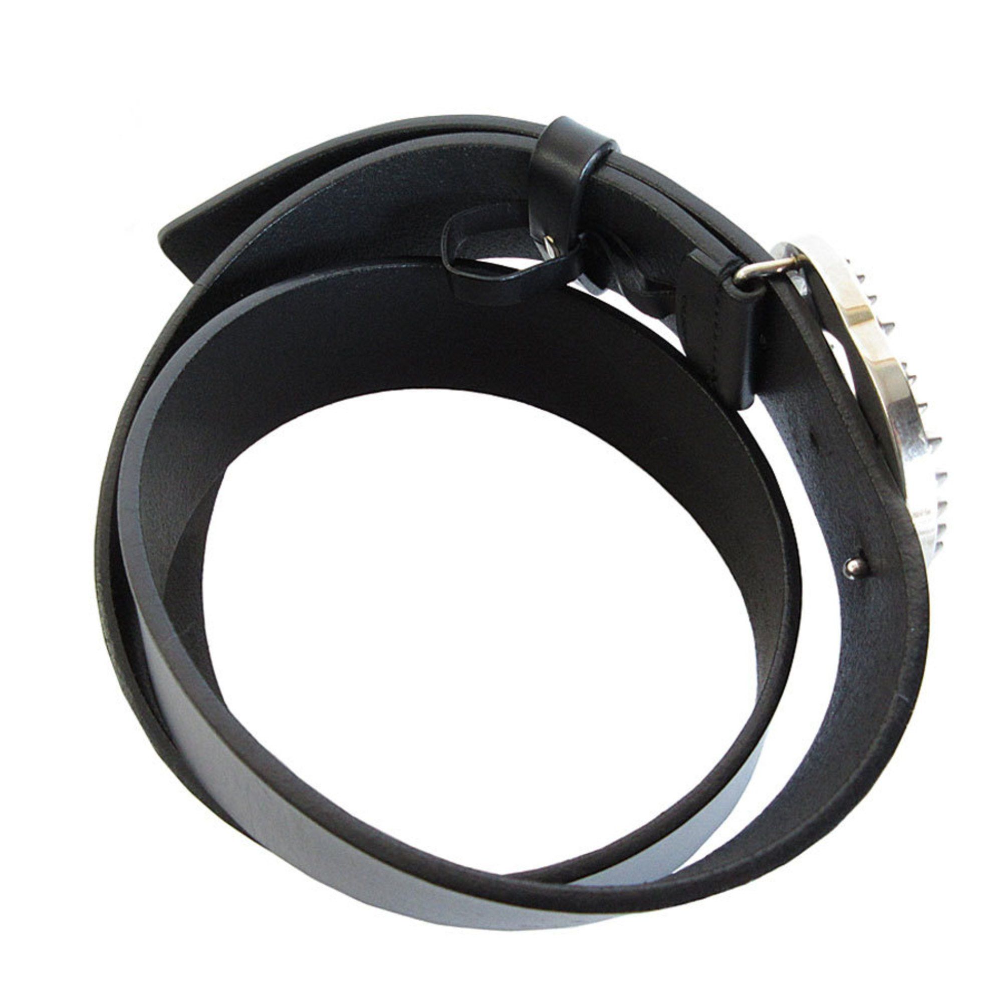 Gucci GUCCI Belt Interlocking G Leather Metal Black Silver Men's s0525a Size ONE SIZE - 3 Thumbnail