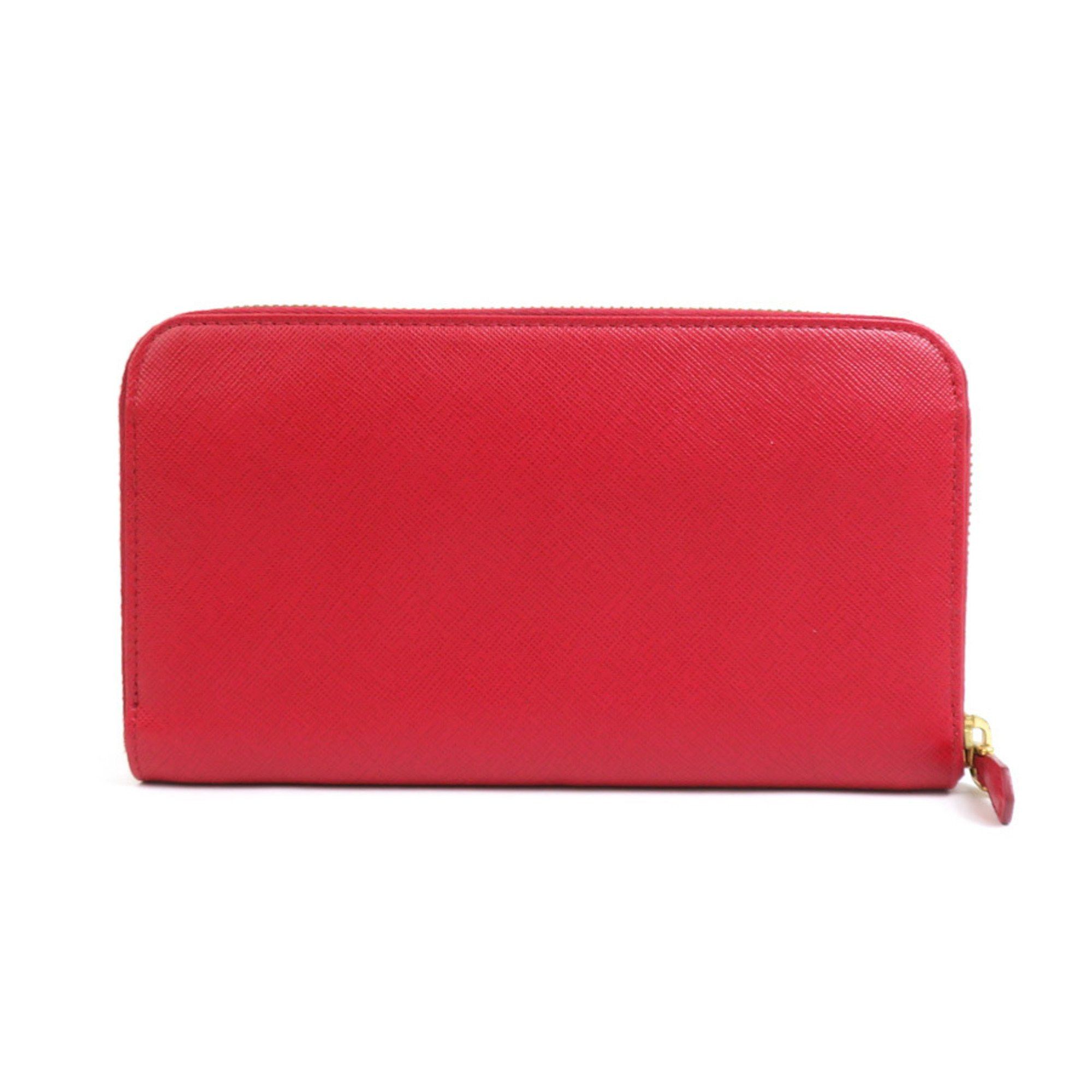 Prada PRADA Round Long Wallet Leather Red Women's h30863a Size ONE SIZE - 2 Thumbnail
