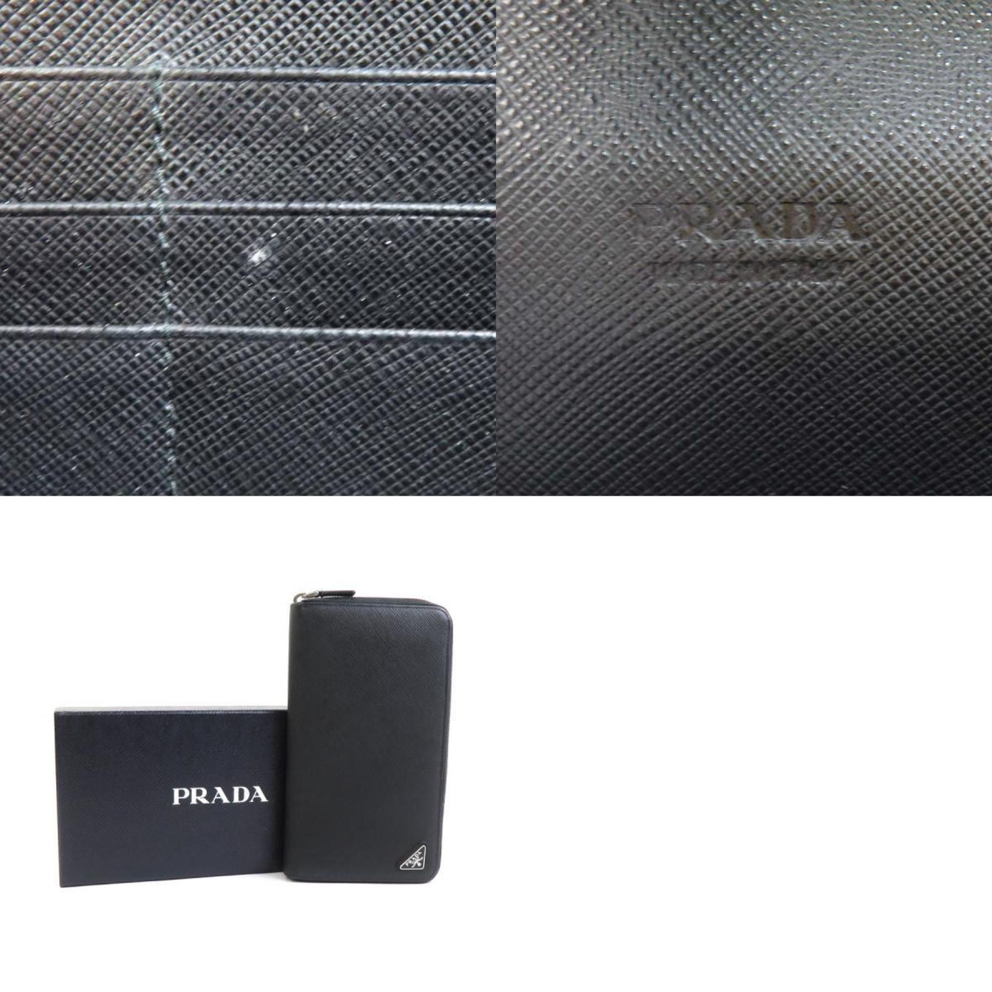 Prada PRADA Round Long Wallet Organizer Leather Black Men's r10383a Size ONE SIZE - 5 Thumbnail