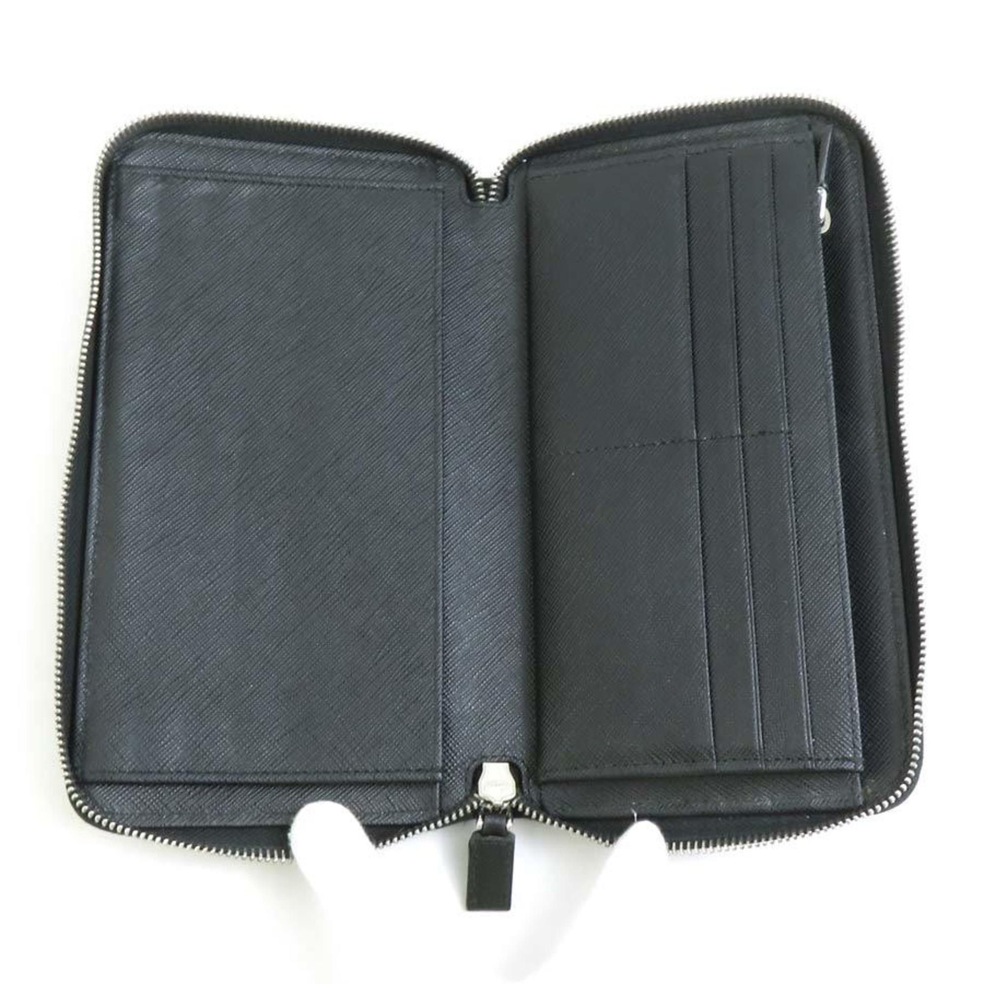 Prada PRADA Round Long Wallet Organizer Leather Black Men's r10383a Size ONE SIZE - 3 Thumbnail