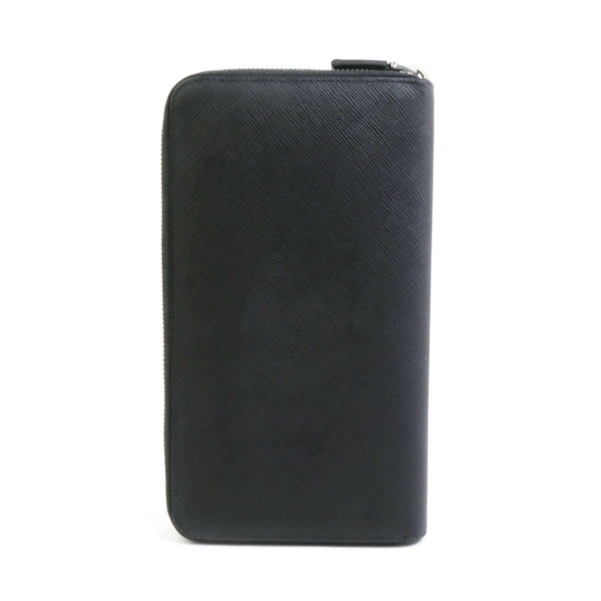 Prada PRADA Round Long Wallet Organizer Leather Black Men's r10383a Size ONE SIZE - 2 Thumbnail
