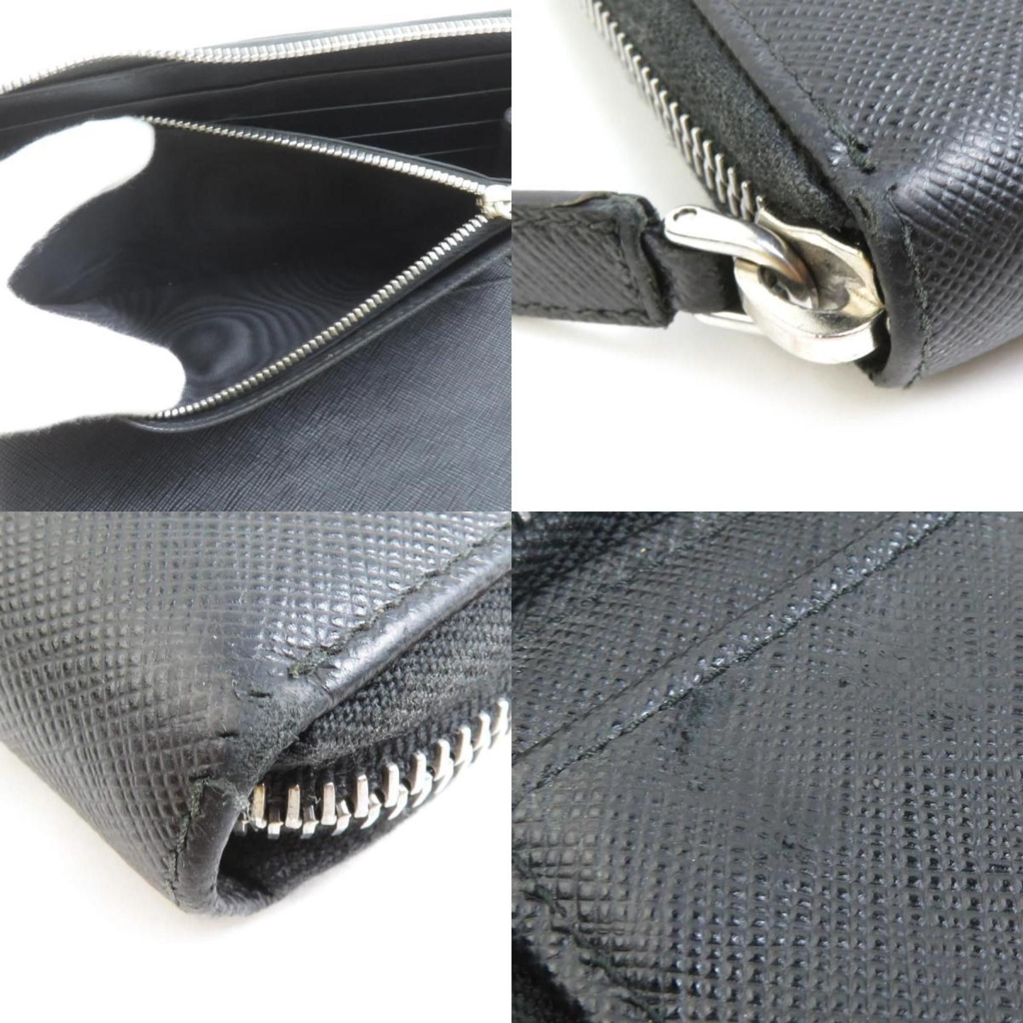 Prada PRADA Round Long Wallet Organizer Leather Black Men's r10383a Size ONE SIZE - 4 Thumbnail