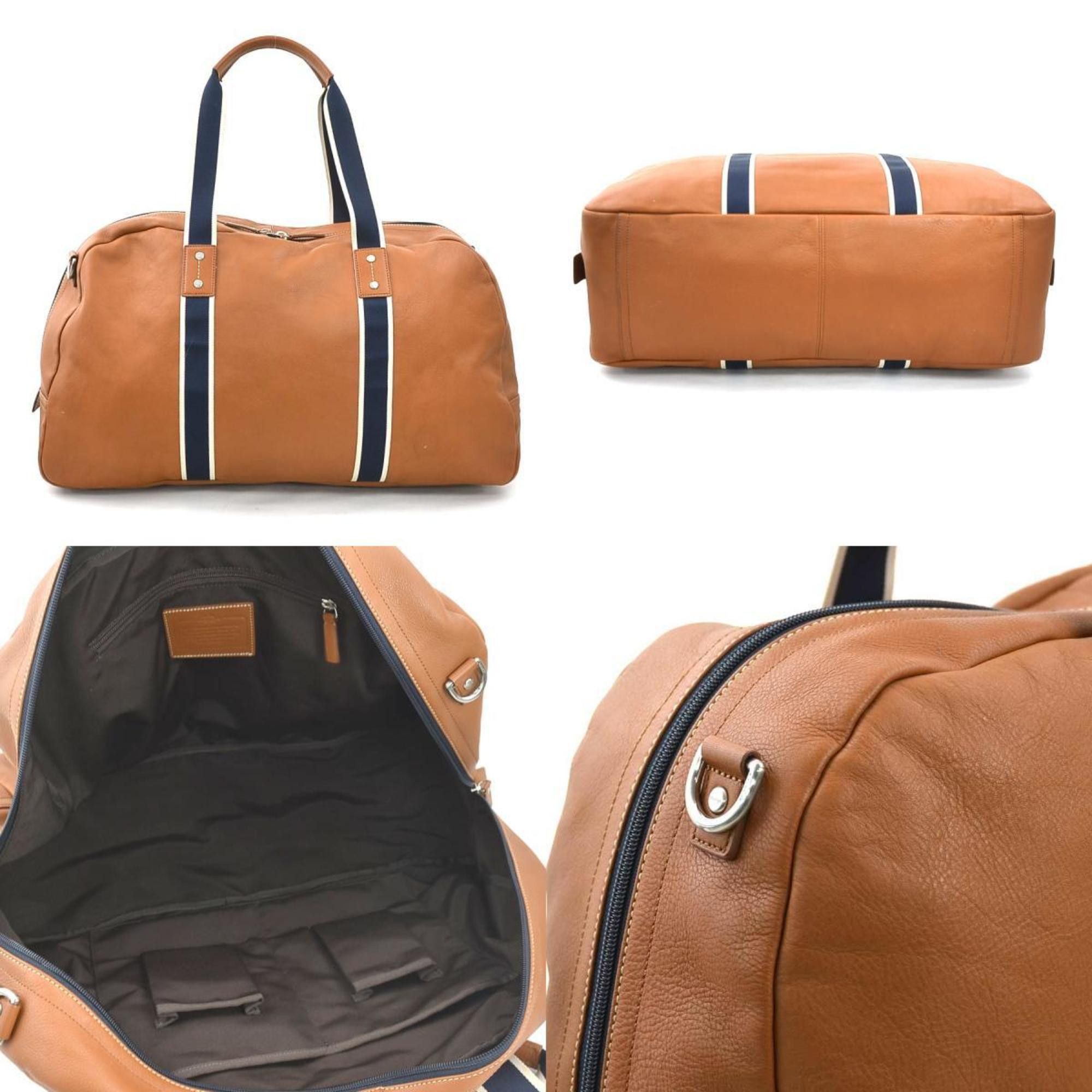 Coach Coach Boston bag handbag leather brown x navy white men's 55897k Size ONE SIZE - 3 Thumbnail