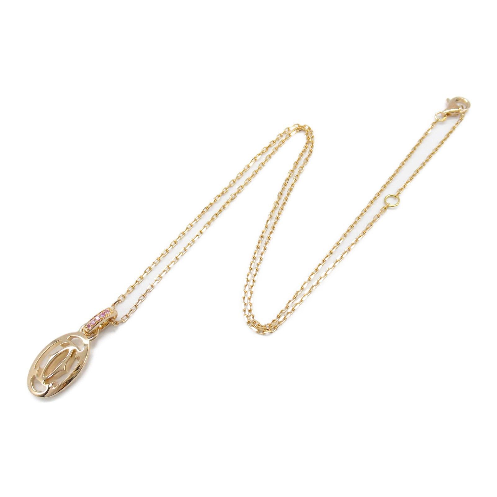 Cartier Cartier Logo Double C Pink Sapphire Necklace K18Pg (Pink Gold) Size ONE SIZE - 3 Thumbnail