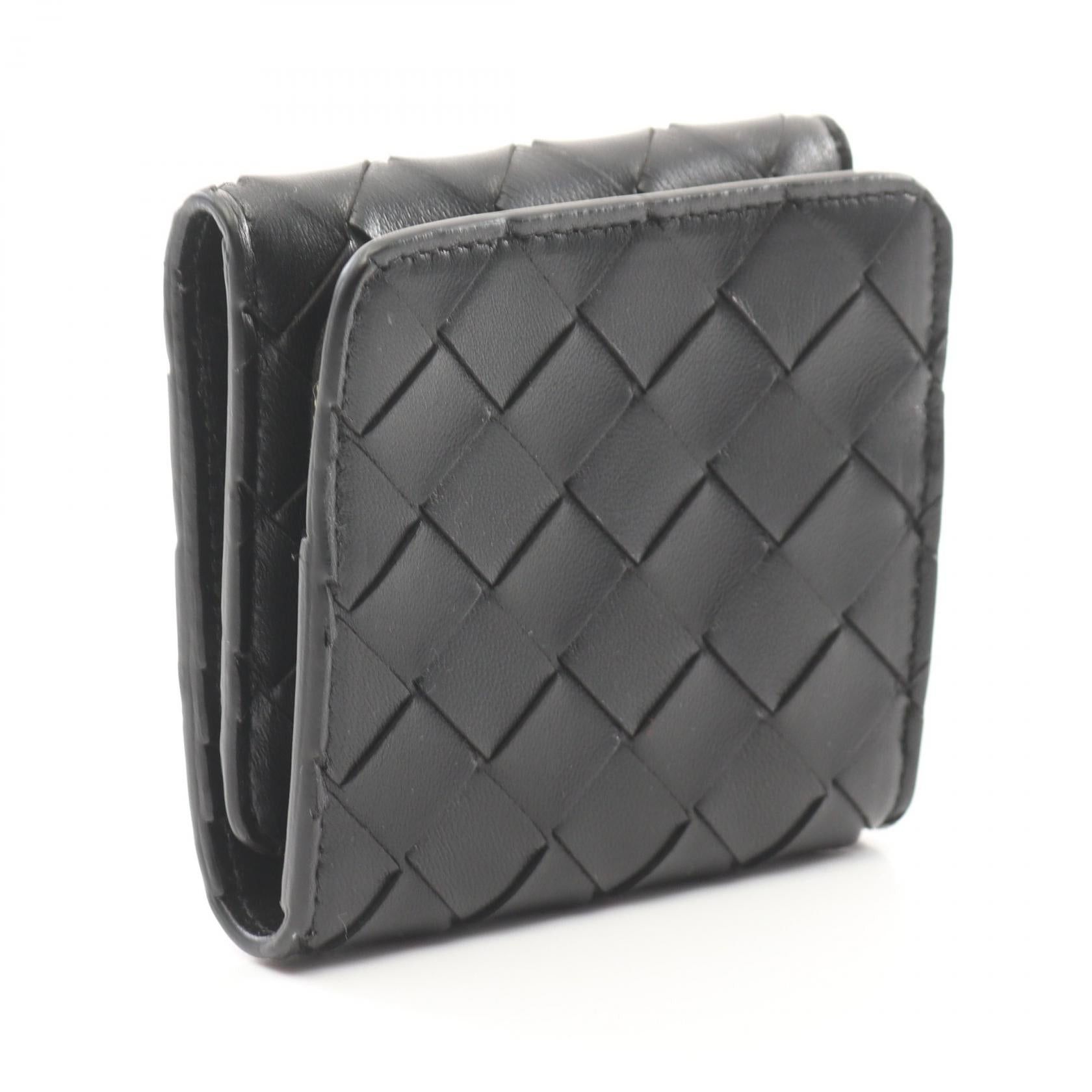 Bottega Veneta Bottega Veneta Intrecciato Compact Trifold Wallet Leather Black Size ONE SIZE - 2 Thumbnail