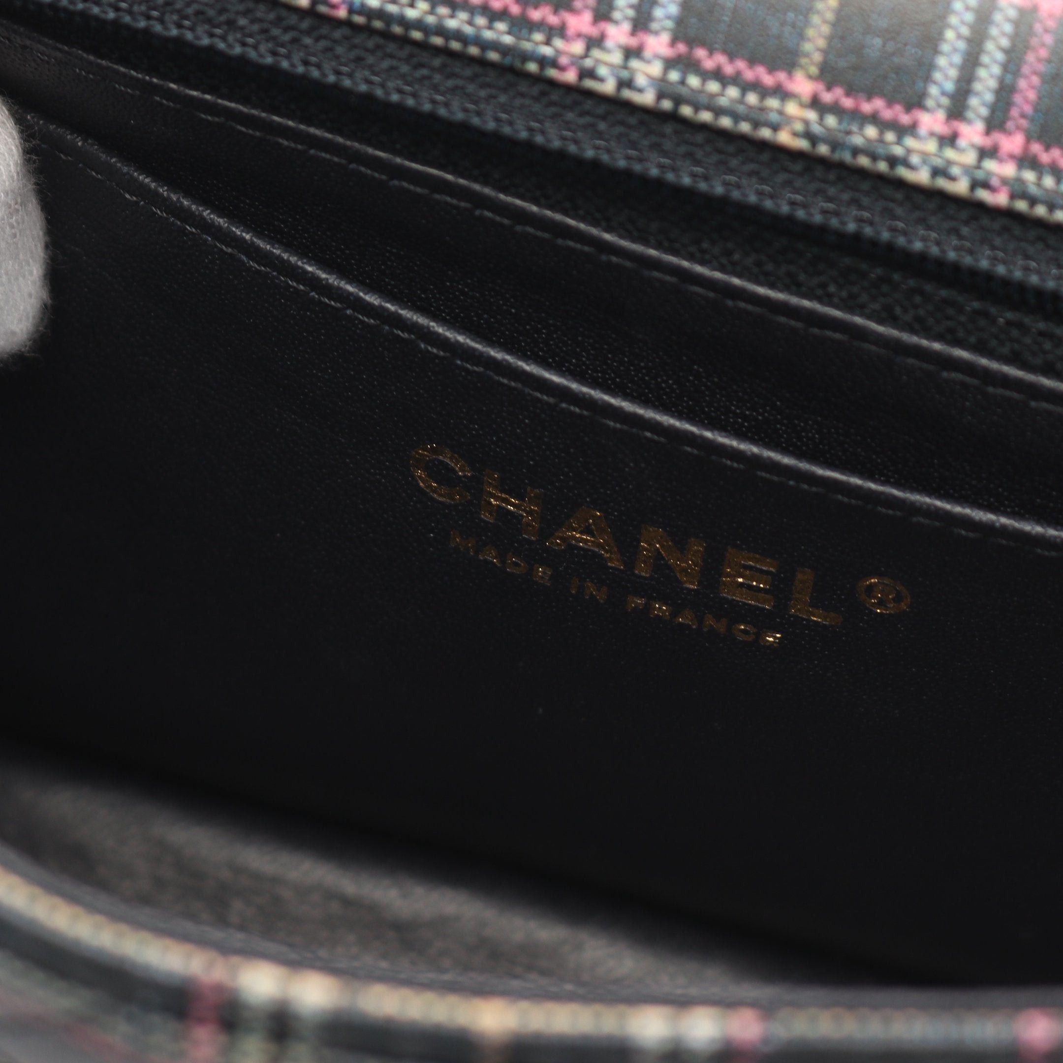 Chanel Chanel Mini Matelasse Chain Shoulder Bag Check Leather Navy Multicolor Gold Hardware Size ONE SIZE - 4 Thumbnail
