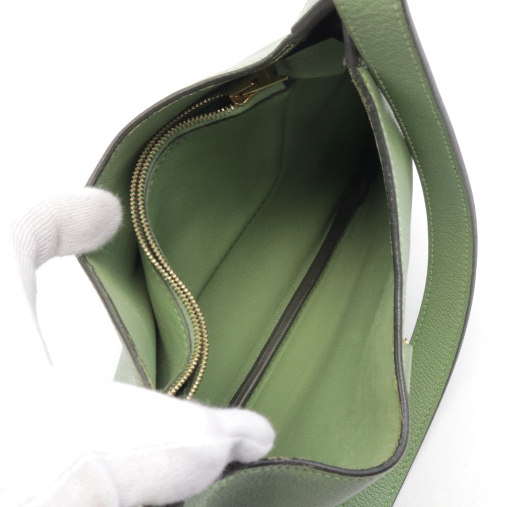 Hermes Hermes Trim Duo 24 Veil Cricket Shoulder Bag Evercolor Green Gold Hardware Y Stamp Size ONE SIZE - 3 Thumbnail