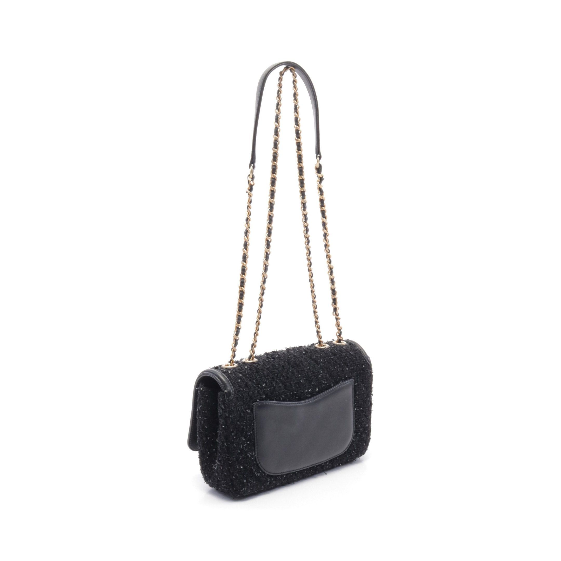 Chanel Chanel Cc Filigree Chain Shoulder Bag Tweed Leather Black Gold Hardware Size ONE SIZE - 2 Thumbnail