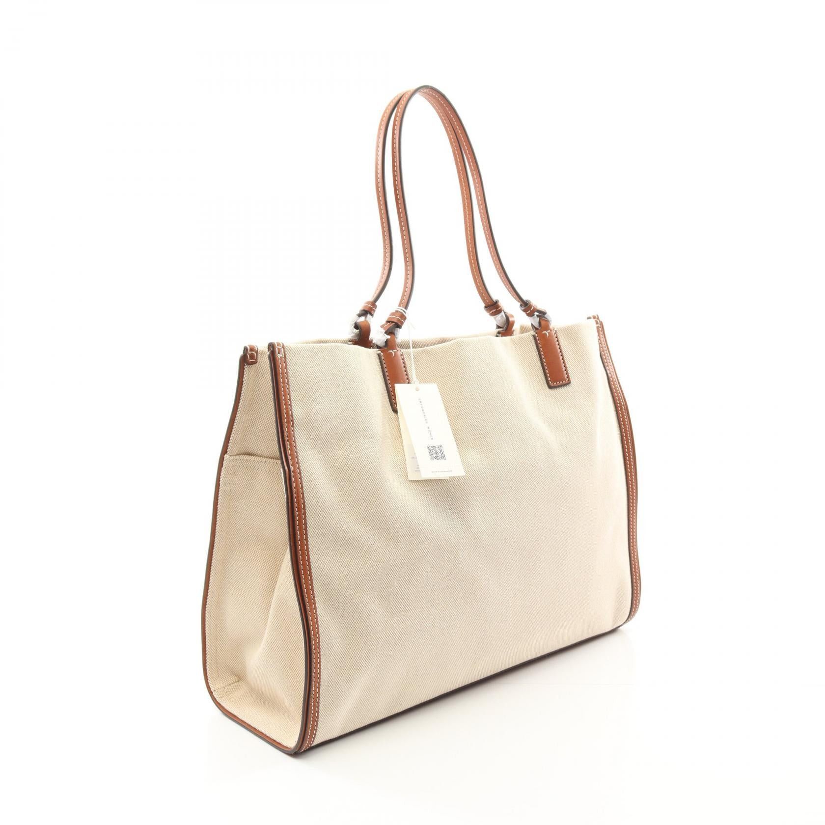 Tory Burch Tory Burch Ella Handbag Tote Bag Canvas Leather Beige Brown Size ONE SIZE - 2 Thumbnail