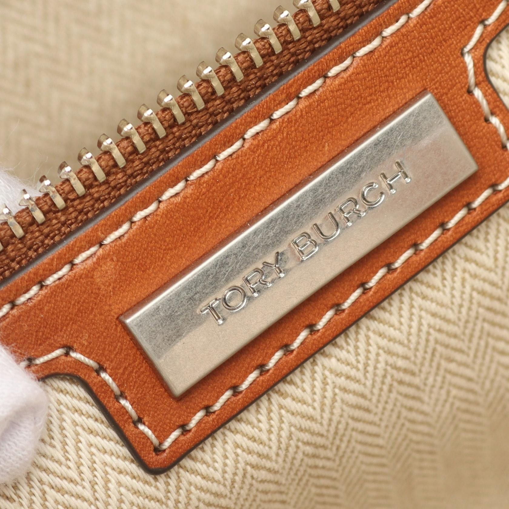 Tory Burch Tory Burch Ella Handbag Tote Bag Canvas Leather Beige Brown Size ONE SIZE - 4 Thumbnail