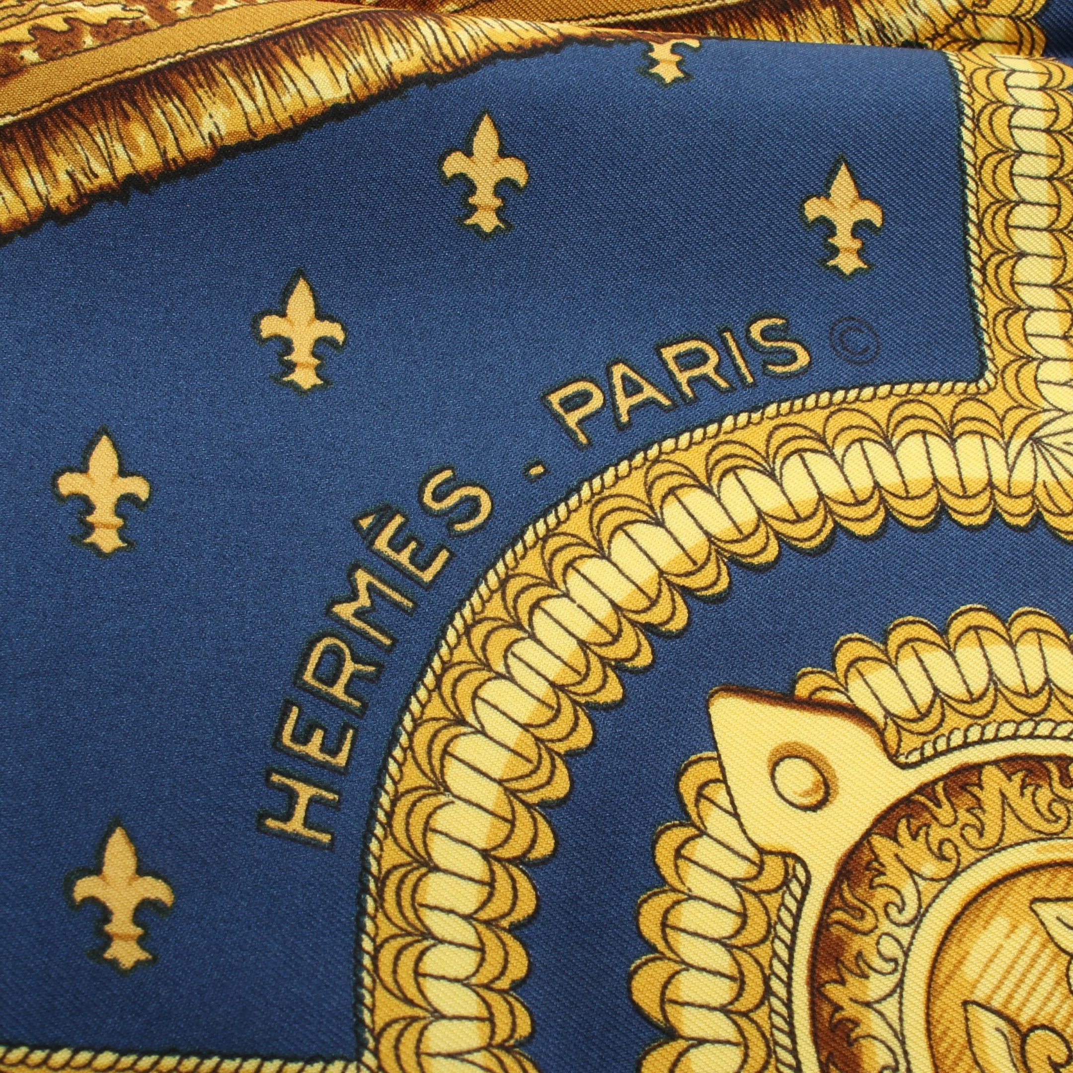 Hermes Hermes Carres 90 Selles A Housse Scarf Silk Navy Multicolor Size ONE SIZE - 2 Thumbnail