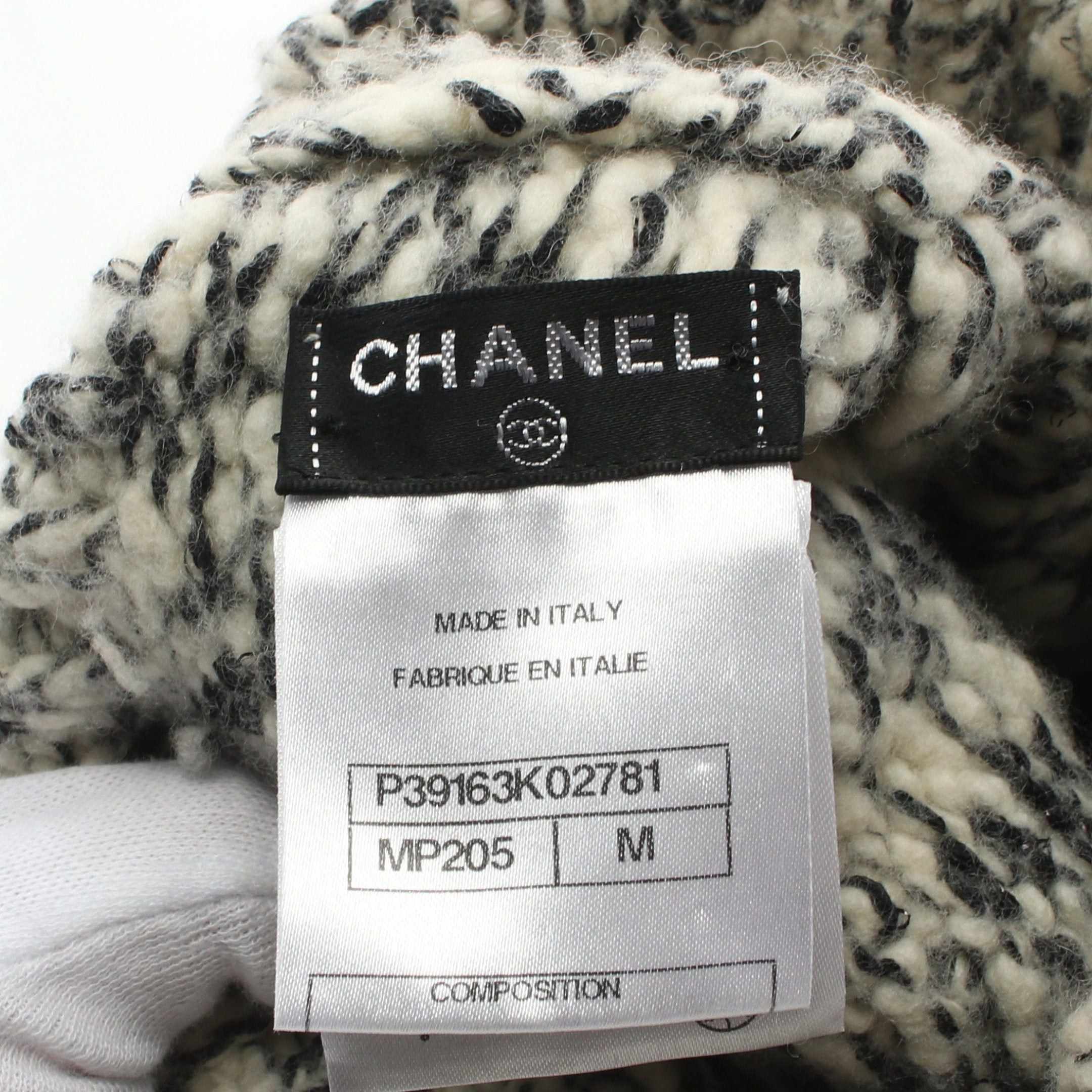 Chanel Chanel Coco Mark Knit Cap Hat Wool Cashmere Cotton Off White Black Rhinestone Size ONE SIZE - 4 Thumbnail