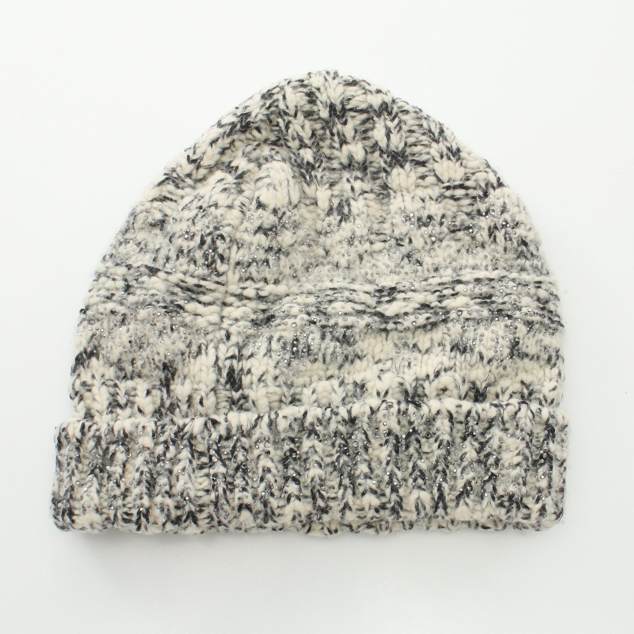 Chanel Chanel Coco Mark Knit Cap Hat Wool Cashmere Cotton Off White Black Rhinestone Size ONE SIZE - 2 Thumbnail