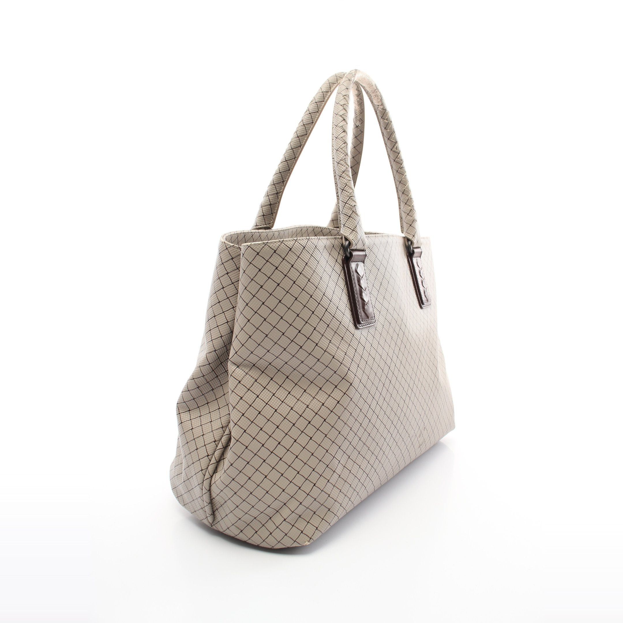 Bottega Veneta Bottega Veneta Marco Polo Intreccio Jet Handbag Tote Bag Leather Gray Beige Brown Size ONE SIZE - 2 Thumbnail