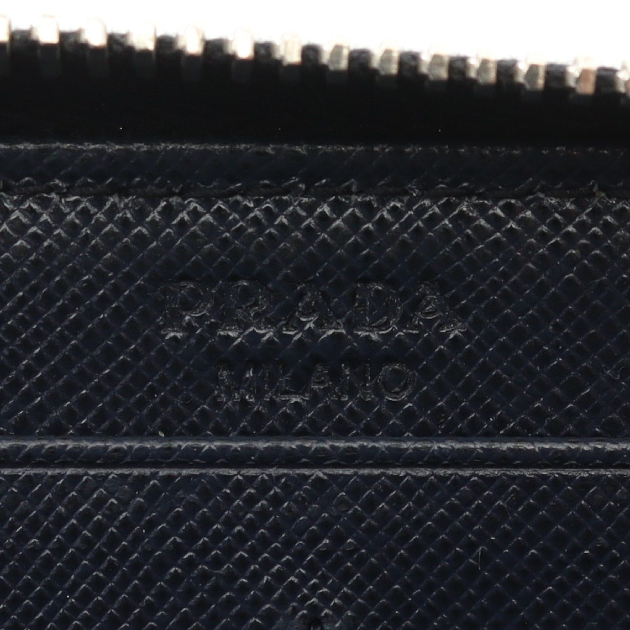 Prada Prada Round Zipper Long Wallet Saffiano Leather Navy Size ONE SIZE - 4 Thumbnail