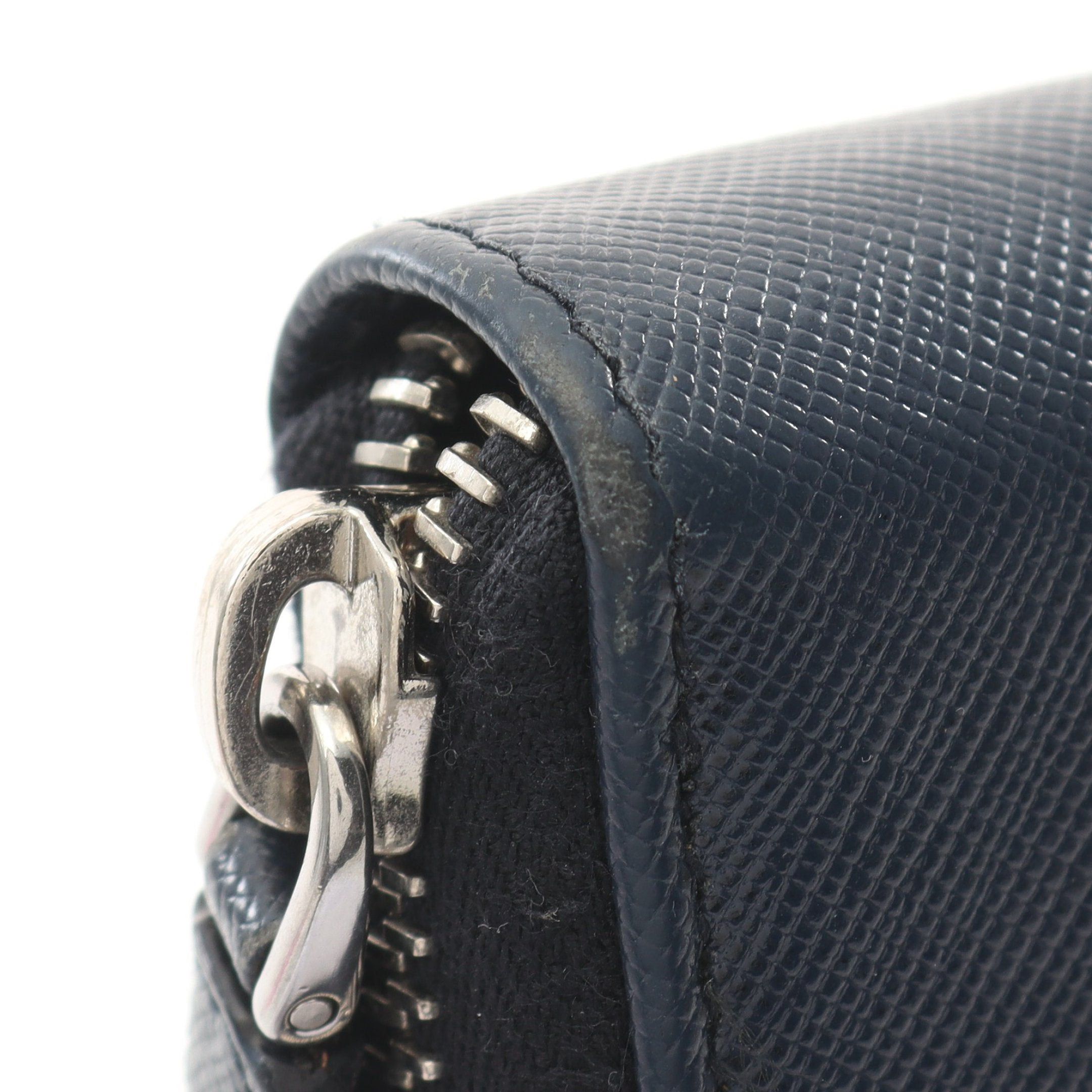 Prada Prada Round Zipper Long Wallet Saffiano Leather Navy Size ONE SIZE - 6 Thumbnail
