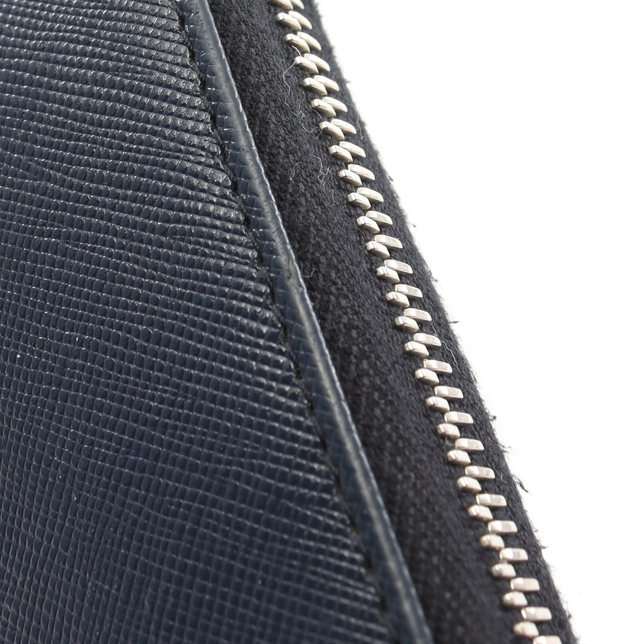 Prada Prada Round Zipper Long Wallet Saffiano Leather Navy Size ONE SIZE - 10 Thumbnail