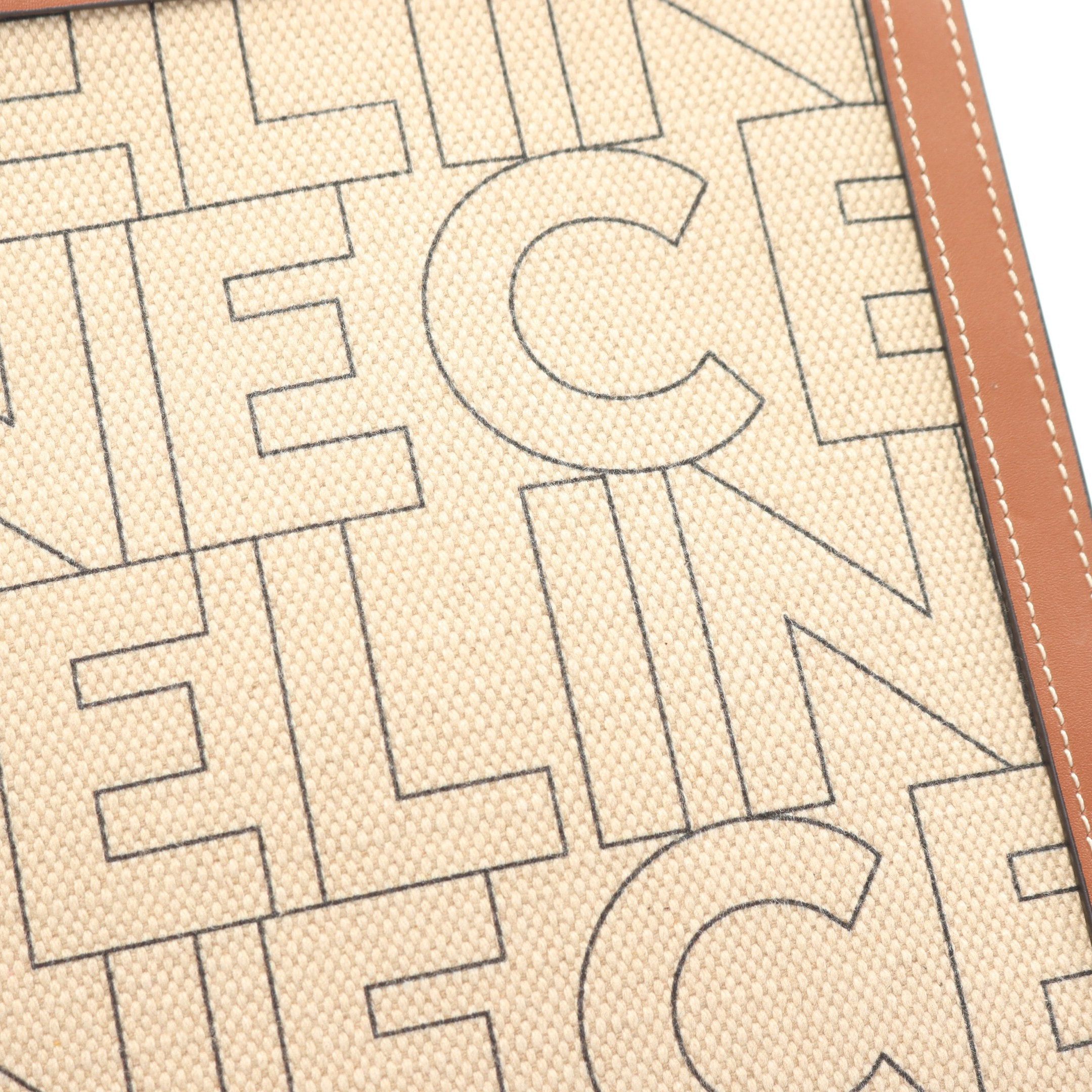 Celine Celine Mini Vertical Cabas Handbag Canvas Leather Ivory Brown Size ONE SIZE - 8 Thumbnail