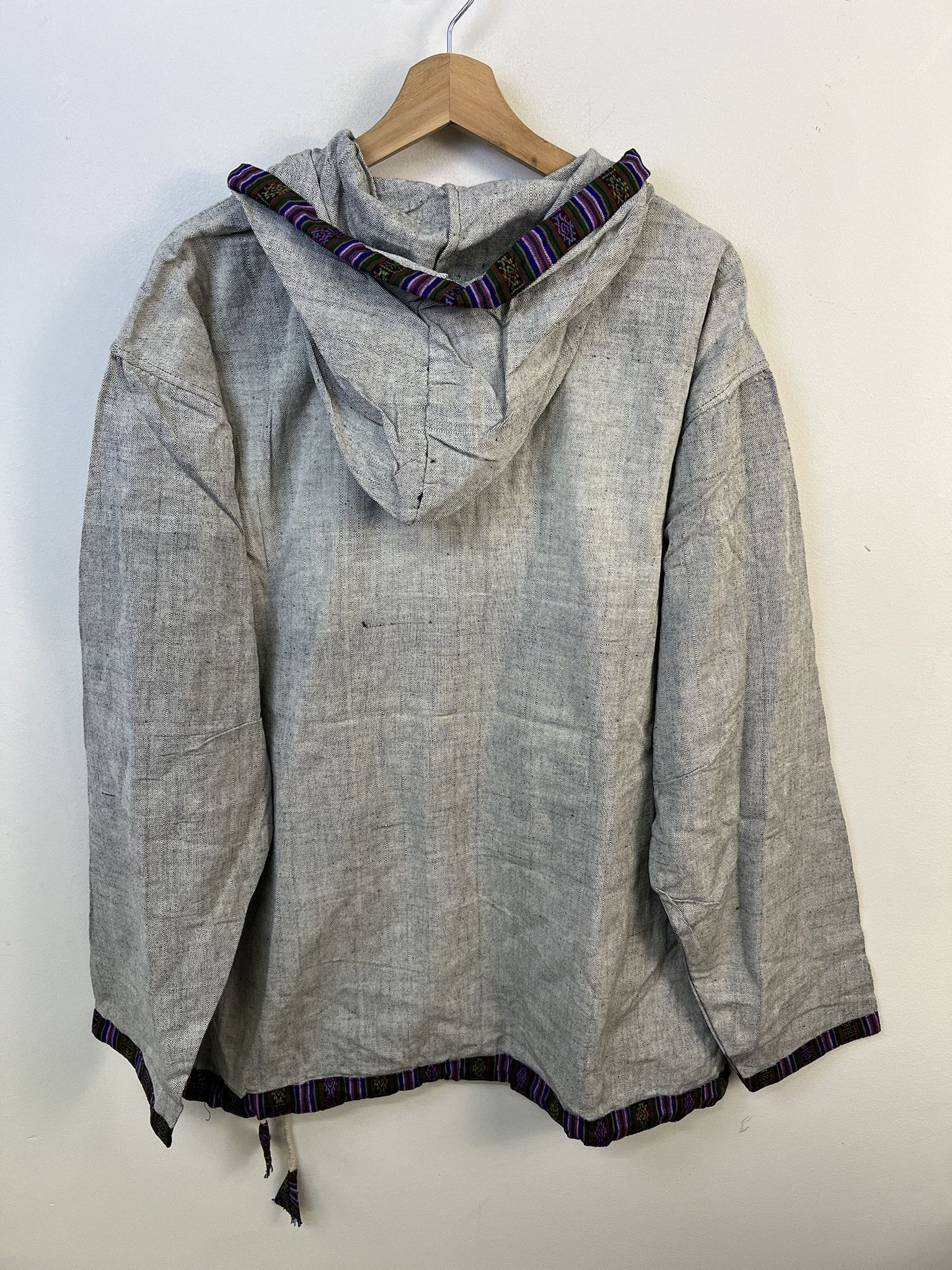 Other Vintage NWT Deadstock Nepalese Hand Made Hooded Grey Anorak Hoodie Size XL Size US XL / EU 56 / 4 - 4 Thumbnail