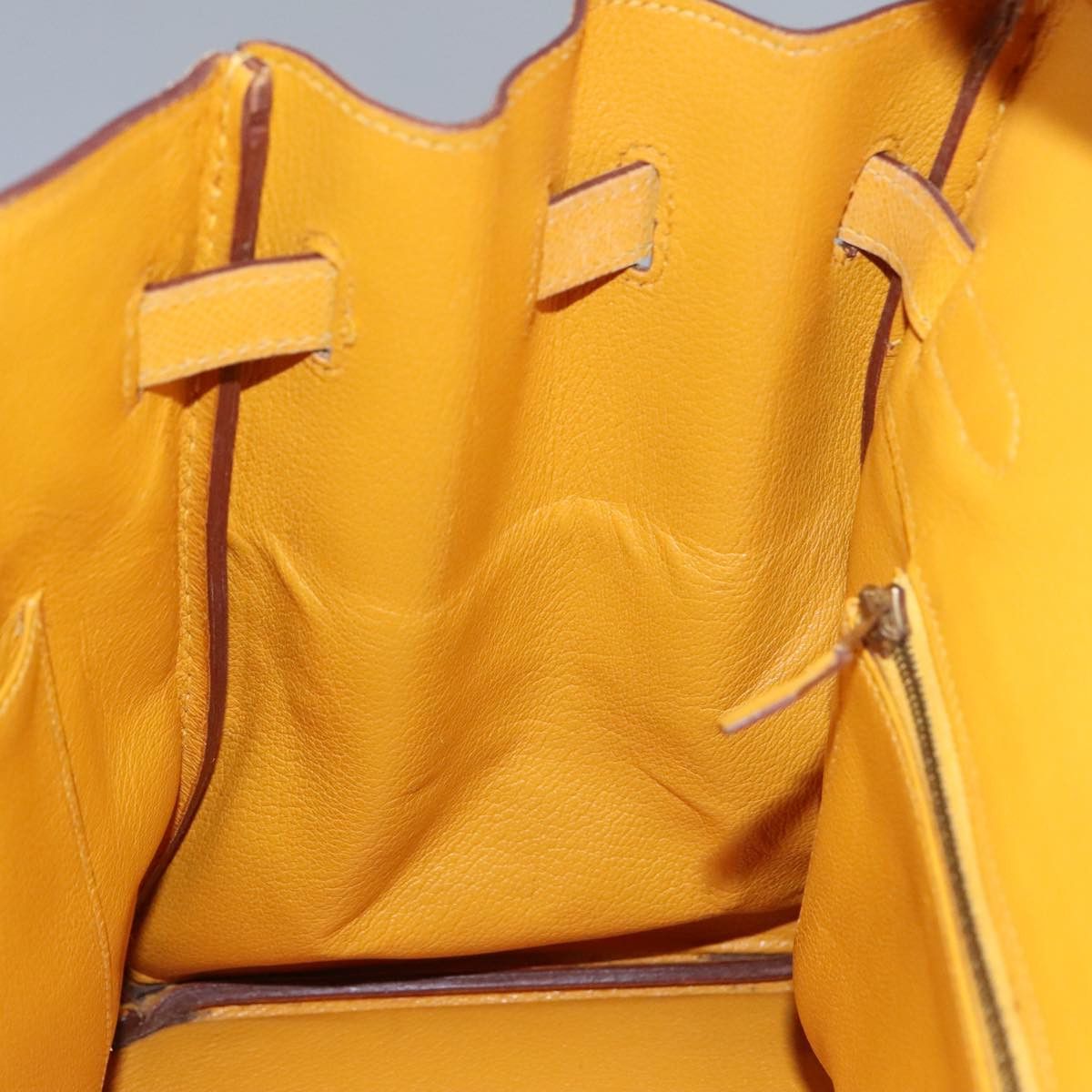 HERMES Birkin 35 Hand Bag Leather Yellow Gold Auth bs19278